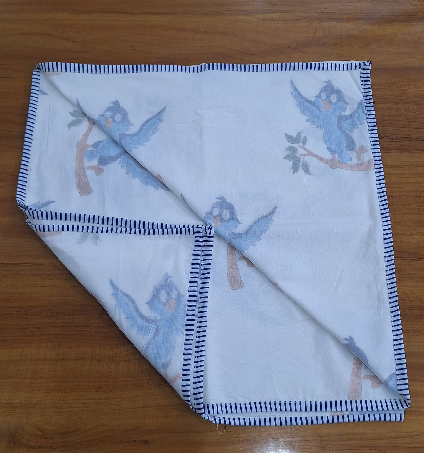 Little Blue Bird Baby Dohar Hand Block Printed Cotton 40x40 Inches