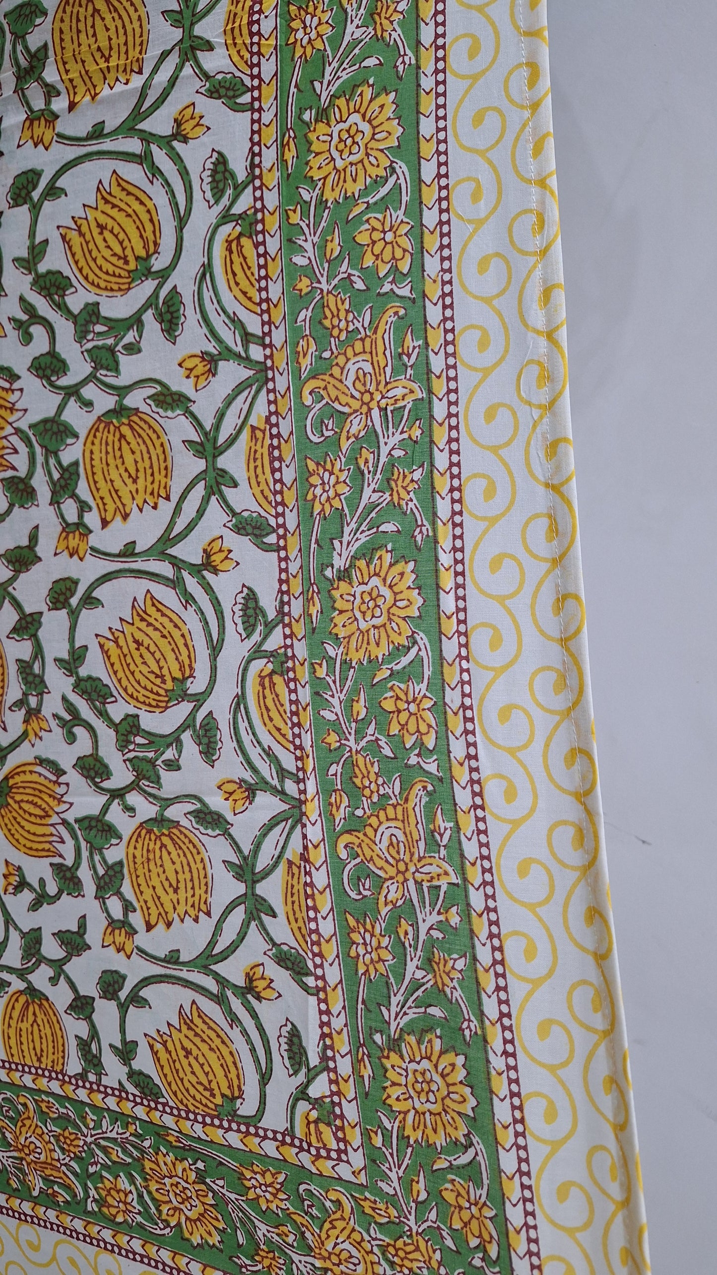 Mustard Yellow Lotus Vine Print Cotton Sarong