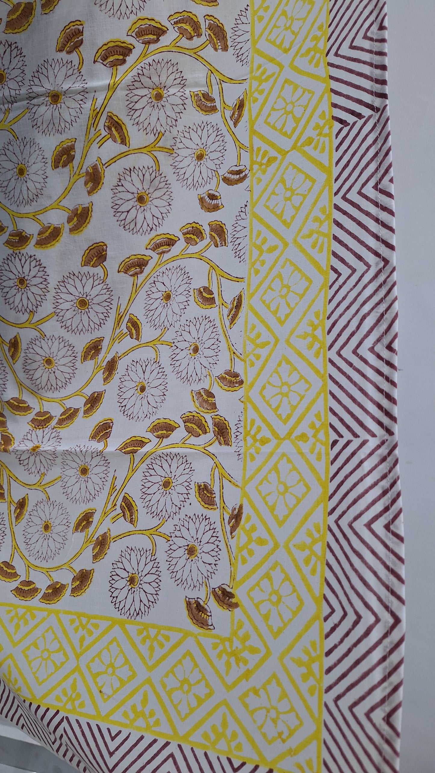 Sunshine Yellow Floral Print Cotton Cambric Beach Sarong Wrap