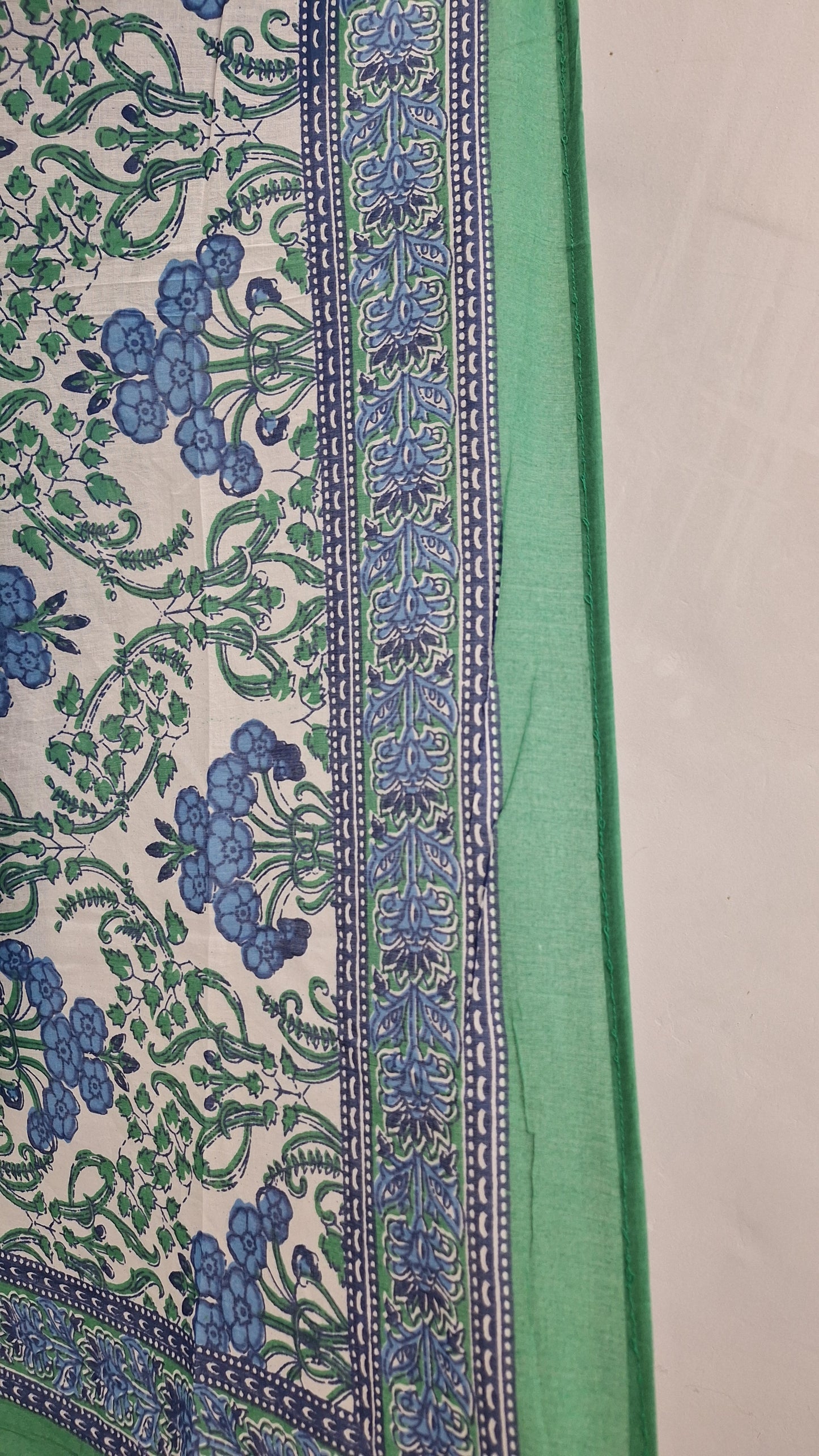 Blue & Green Floral Print Cotton Beach Sarong
