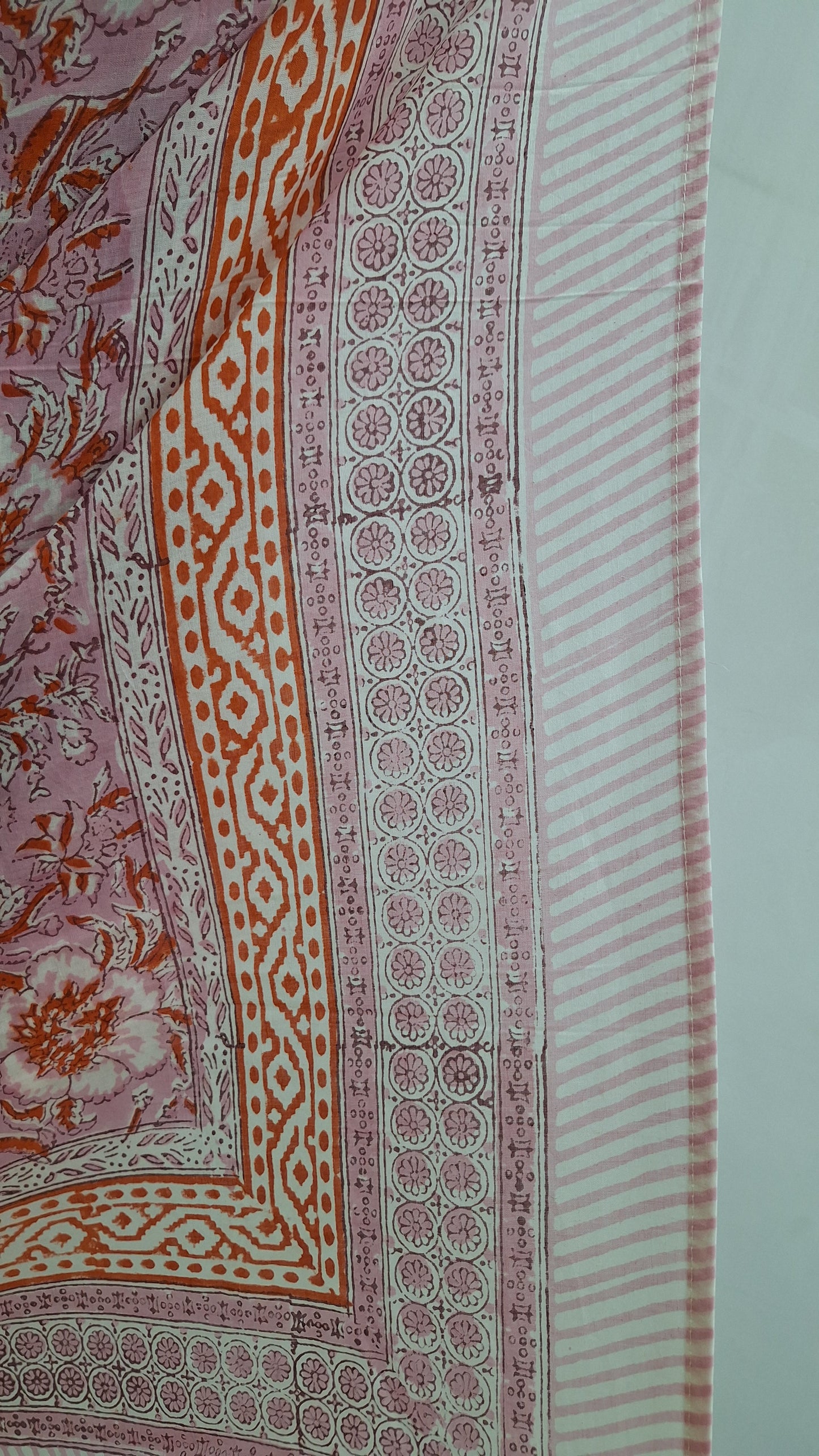 Blush Pink Floral Cotton Cambric Beachwear Sarong