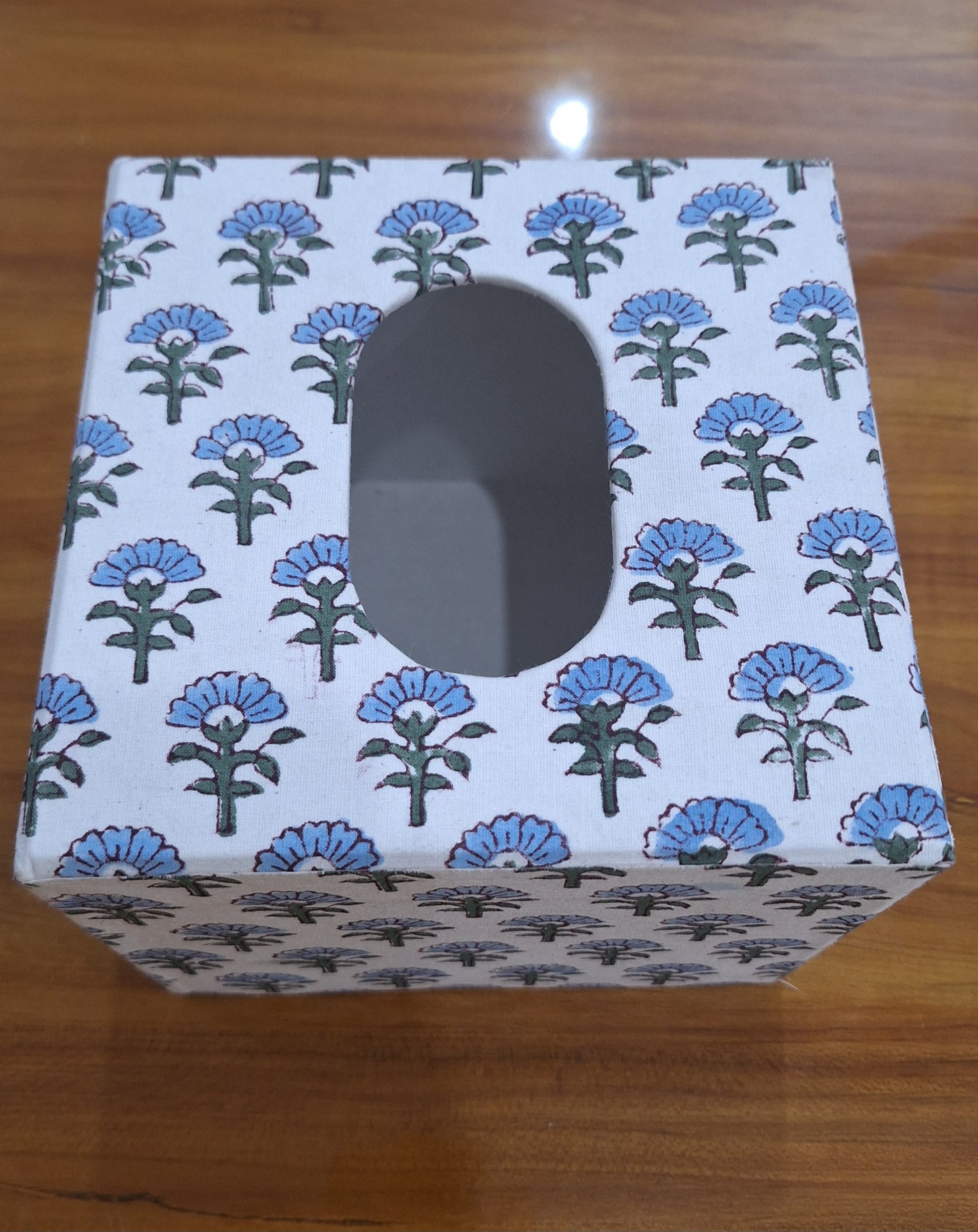 Beautiful Blue Floral Print Decorative Tissue Box
