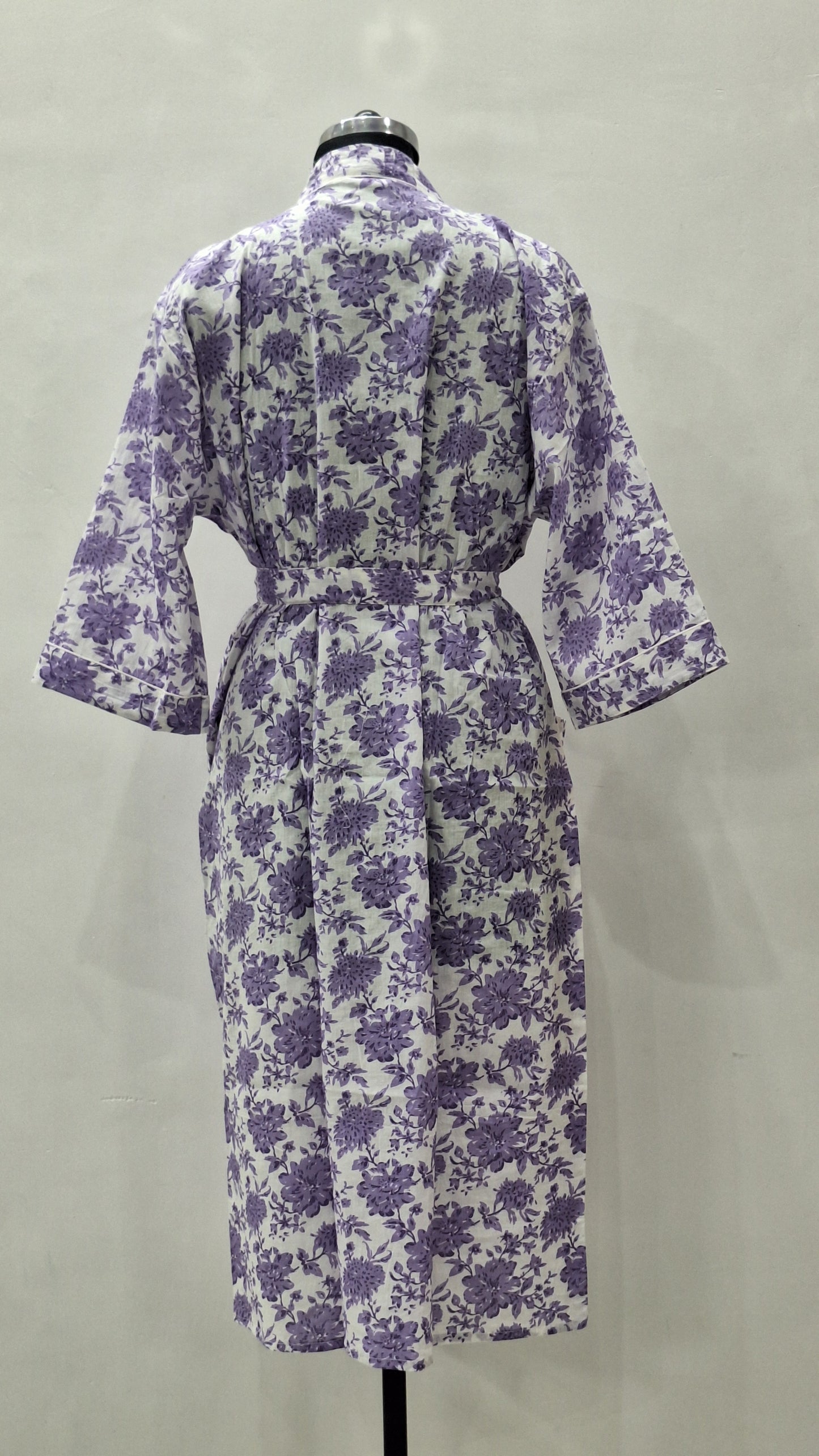 jaipuri hand block printed cotton bathrobe