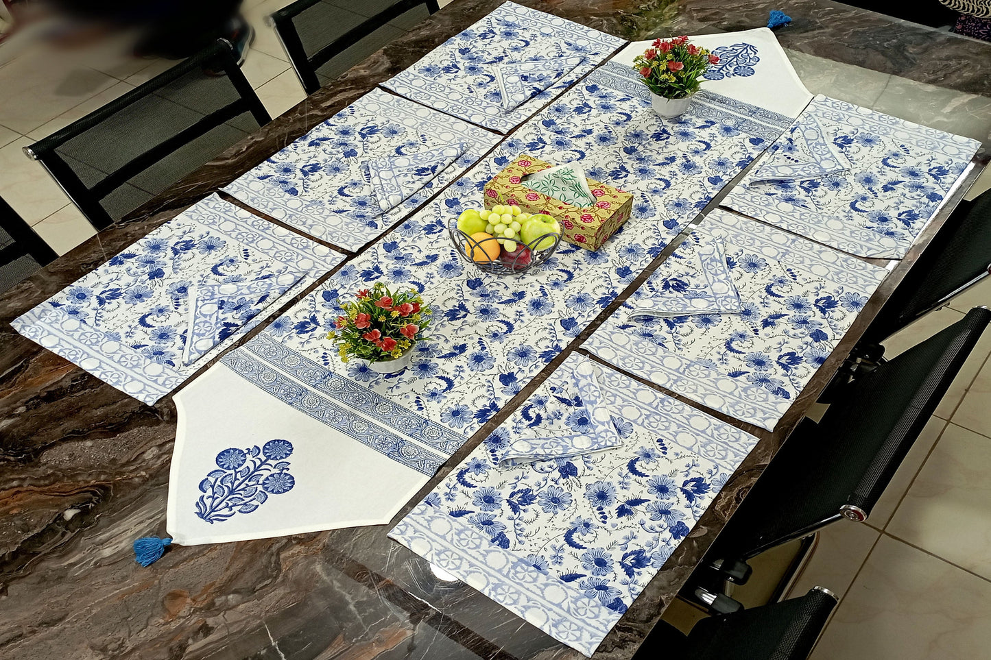 Beautiful-Blue-Jaal-Printed-Cotton-Table-Mat-Set