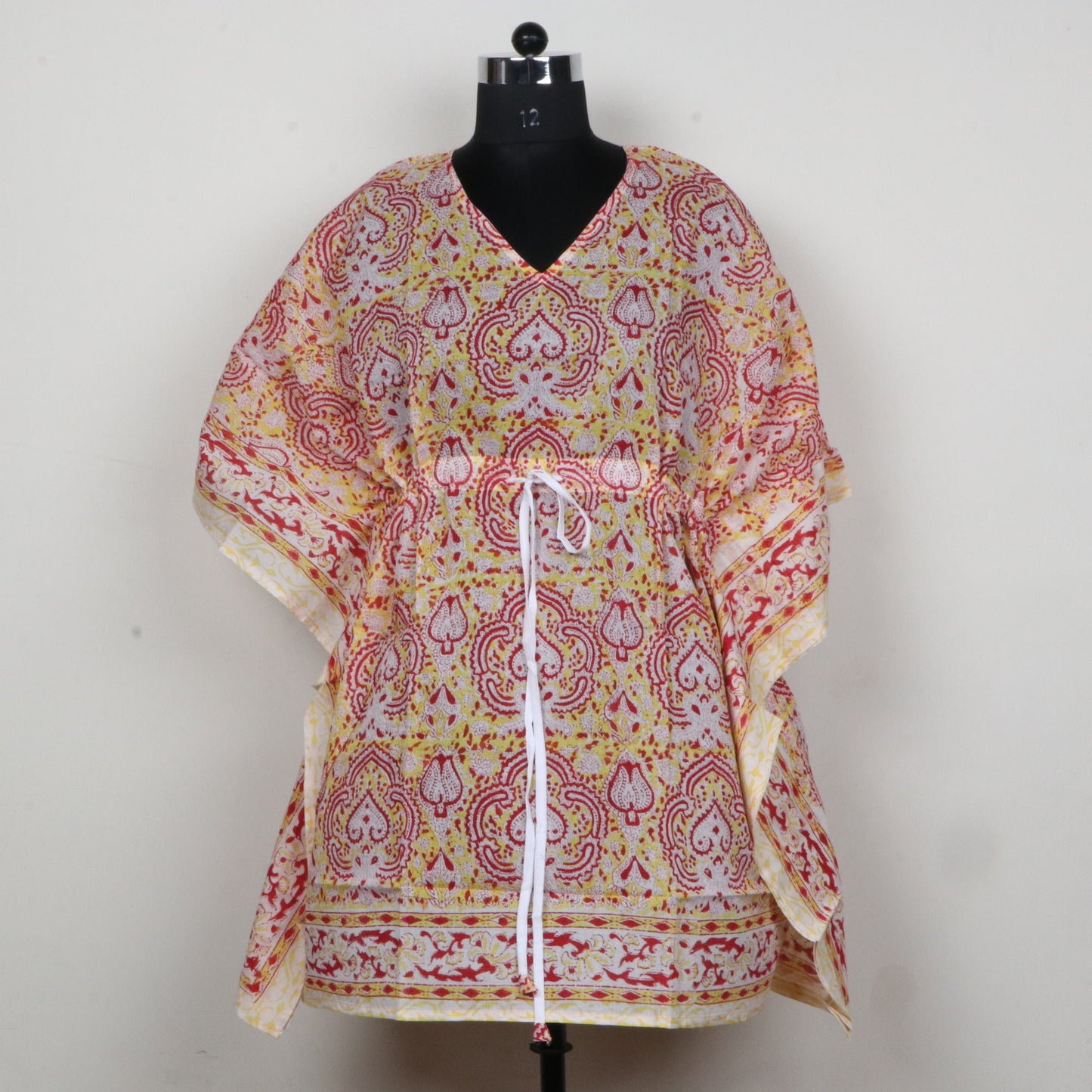 Yellow-Mukut-Hand-Block-Printed-Kaftan