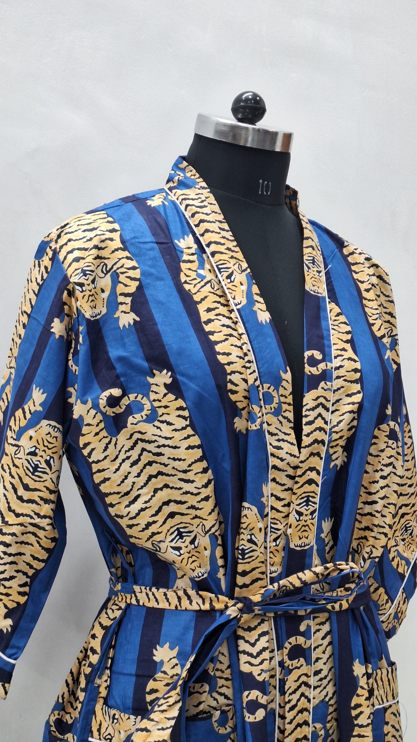 Midnight Tiger Stripe Unisex Cotton Bathrobe