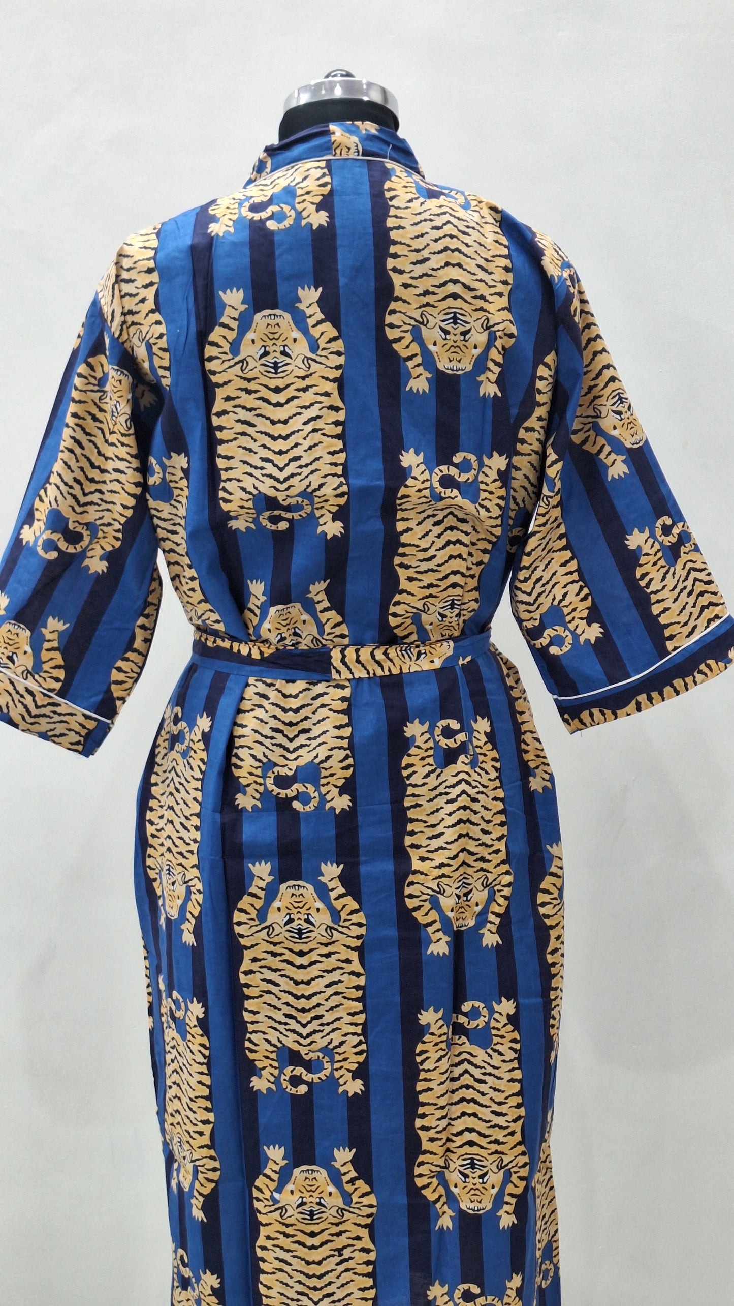 Midnight Tiger Stripe Unisex Cotton Bathrobe