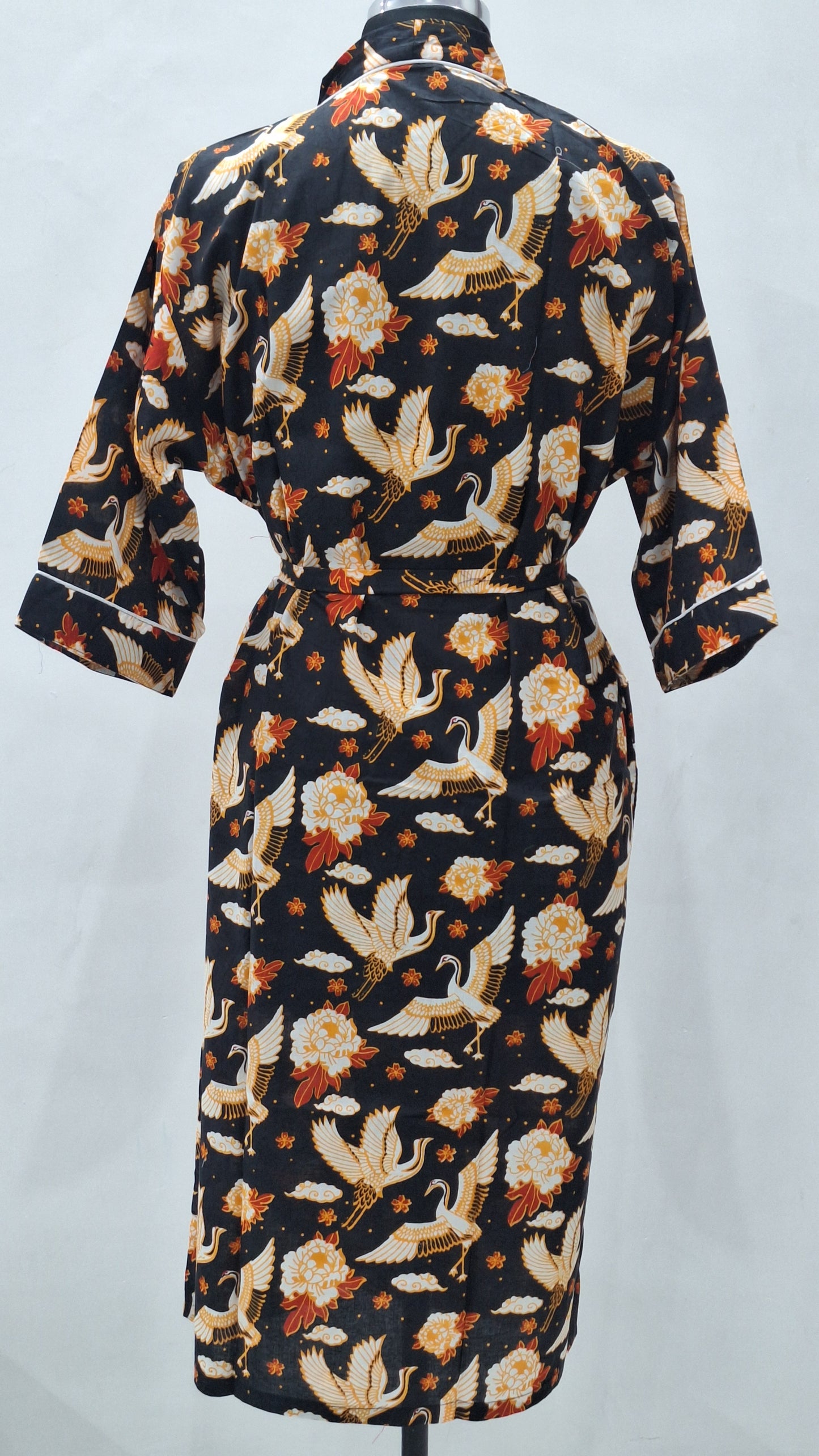 Ethereal Crane Garden Kimono Style Bathrobe