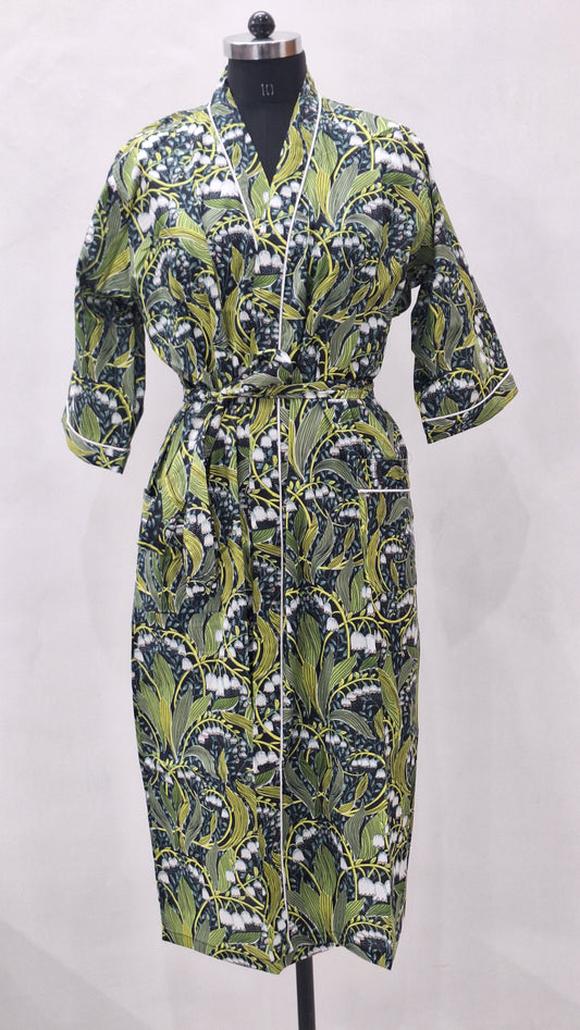 Evergreen Floral Cambric Bathrobe