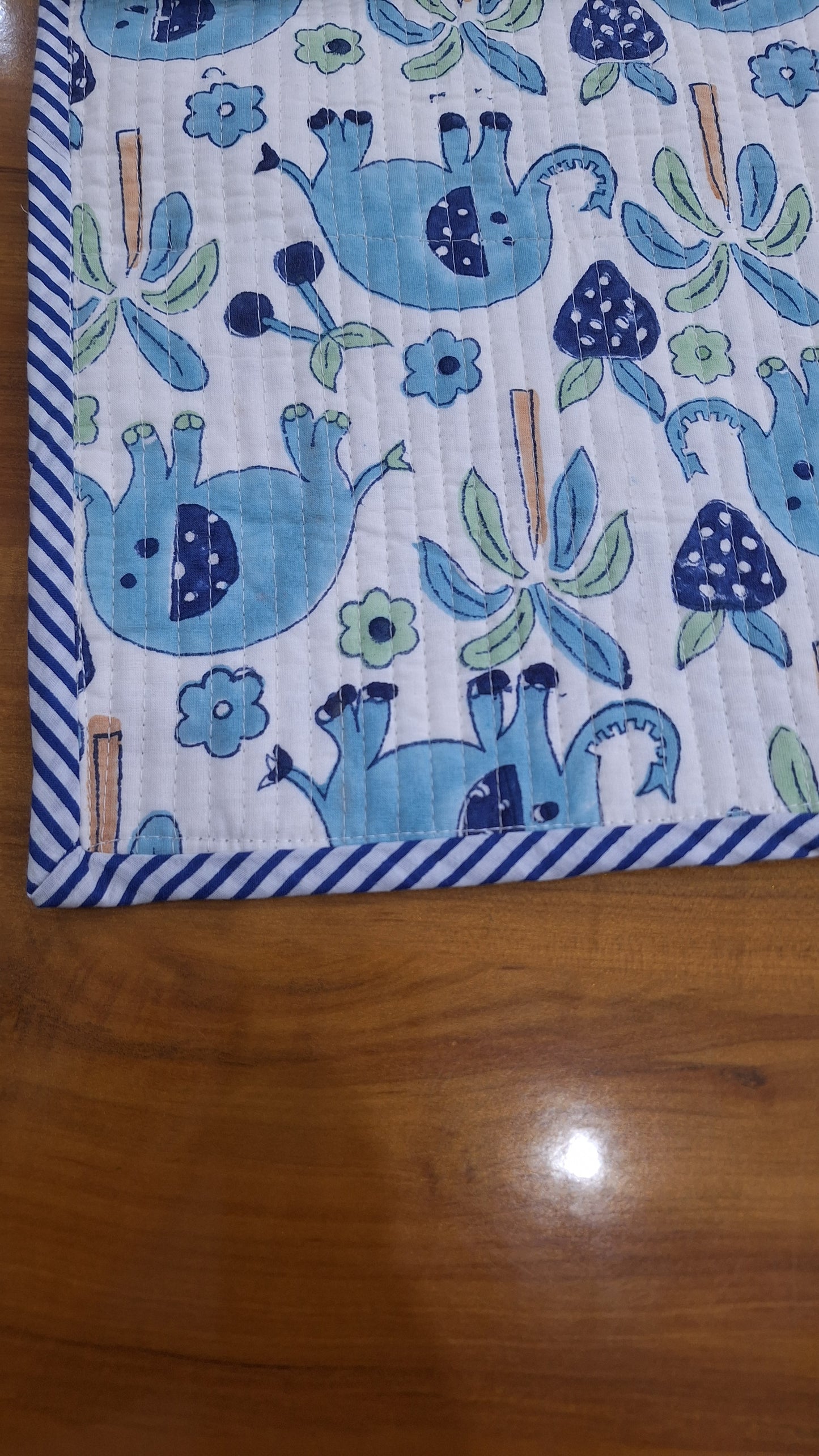 Cute Elephant Print Baby Quilt 40x40 Inches Reversible Baby Blanket