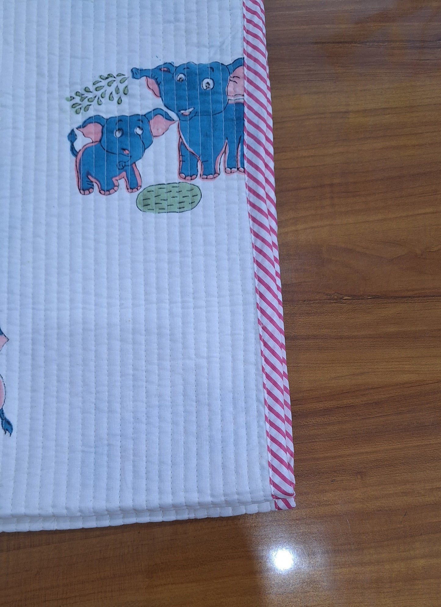 Elephant & Cartoon Airplane Print Baby Quilt 40x40 Inches Cambric Fabric Surgical Cotton Filling