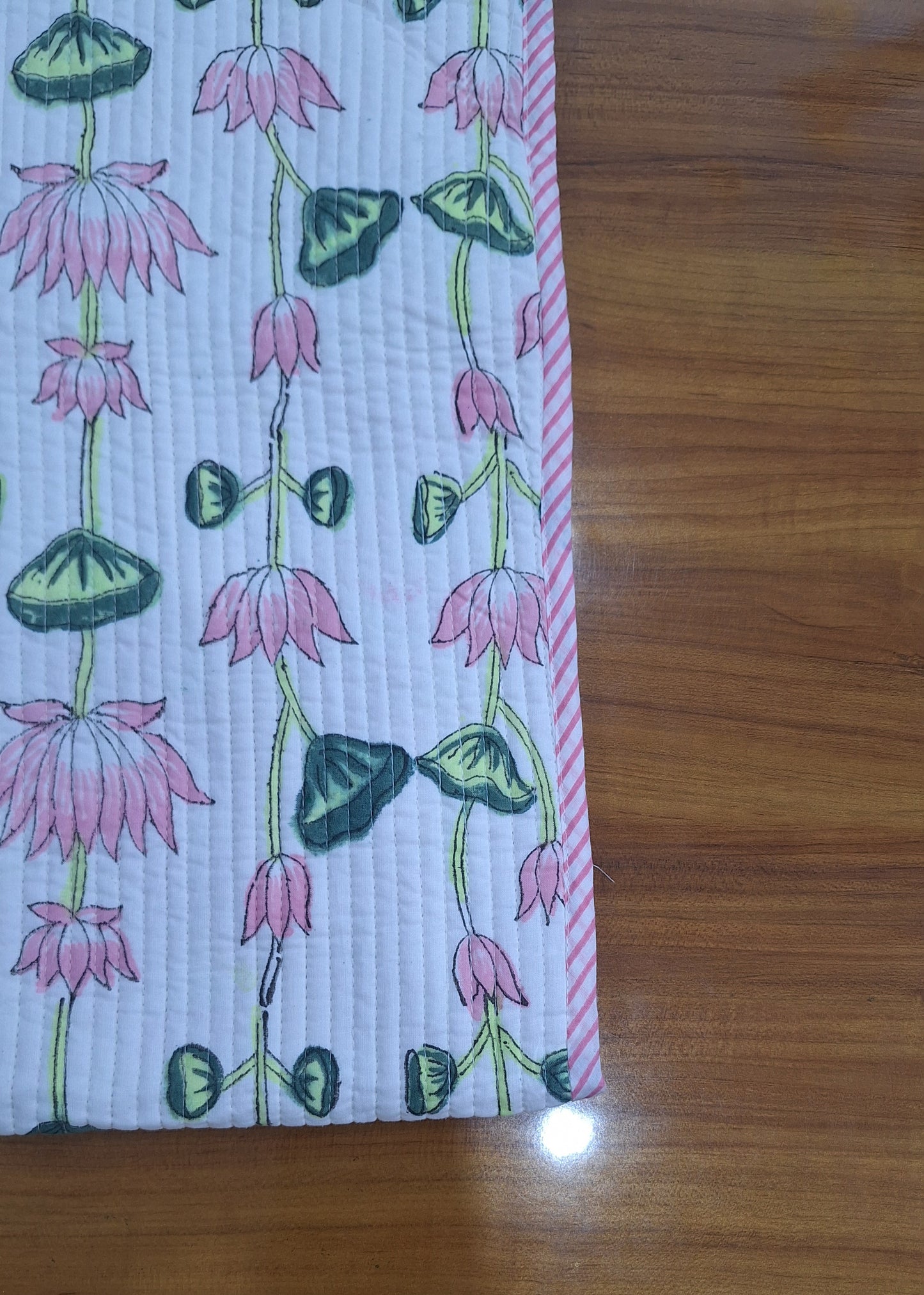 Lotus Bloom Baby Cotton Quilt 40x40 Inches Reversible Floral Print Baby Blanket with Surgical Cotton Filling