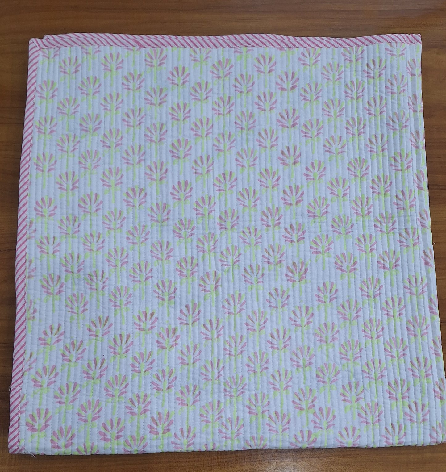 Lotus Bloom Baby Cotton Quilt 40x40 Inches Reversible Floral Print Baby Blanket with Surgical Cotton Filling
