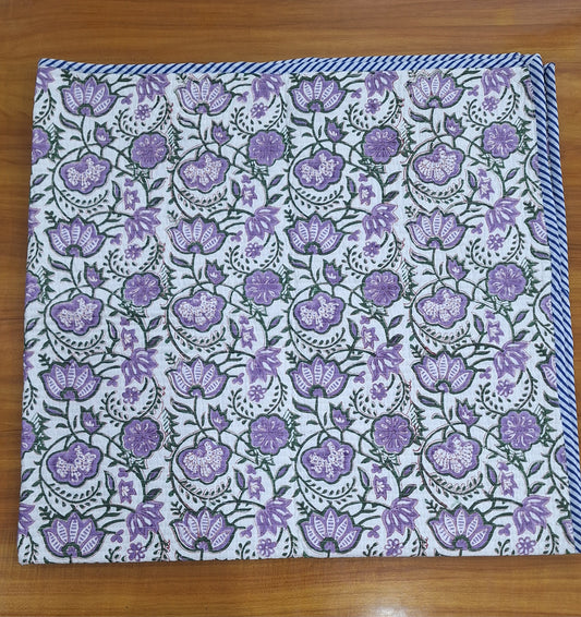 Purple Floral Reversible Baby Quilt 40x40 Inches Soft Cambric Cotton with 200 GSM Surgical Cotton Filling