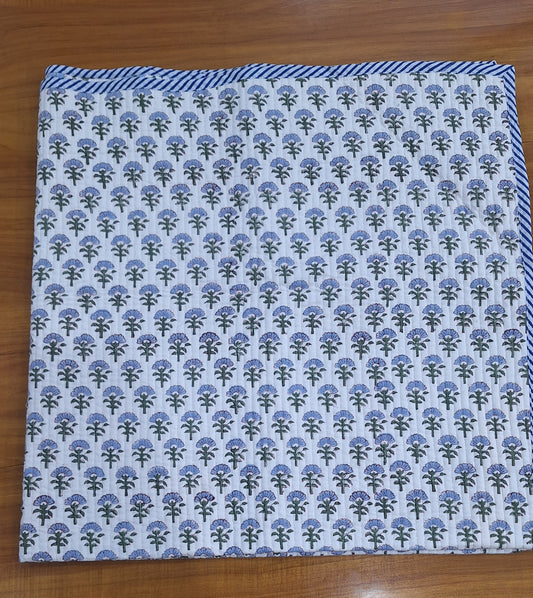 Blue Meadow Floral Baby Quilt Lightweight Cotton Baby Quilt