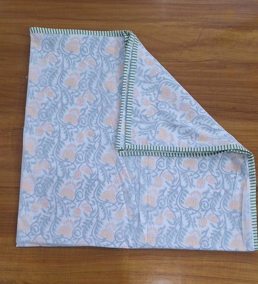 Soft Blue Blossom Hand Block Printed Baby Dohar