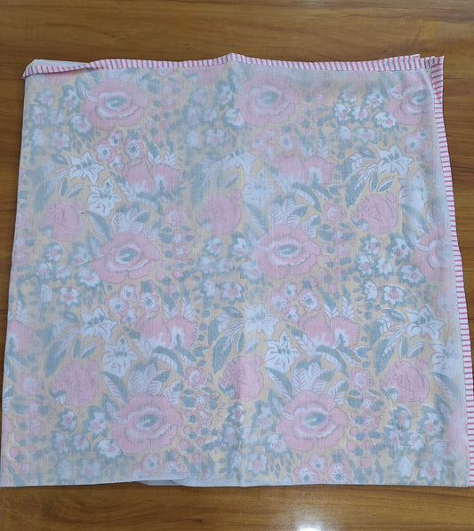 Pastel Rose Garden Baby Dohar (40x40 Inches)  Hand Block Printed Cotton