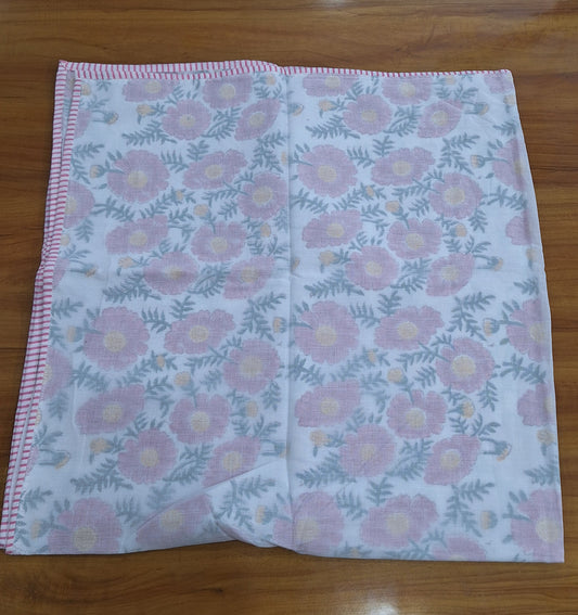 Rosy Garden Floral Baby Dohar  Lightweight Malmal Cotton (40 x 40 Inches)