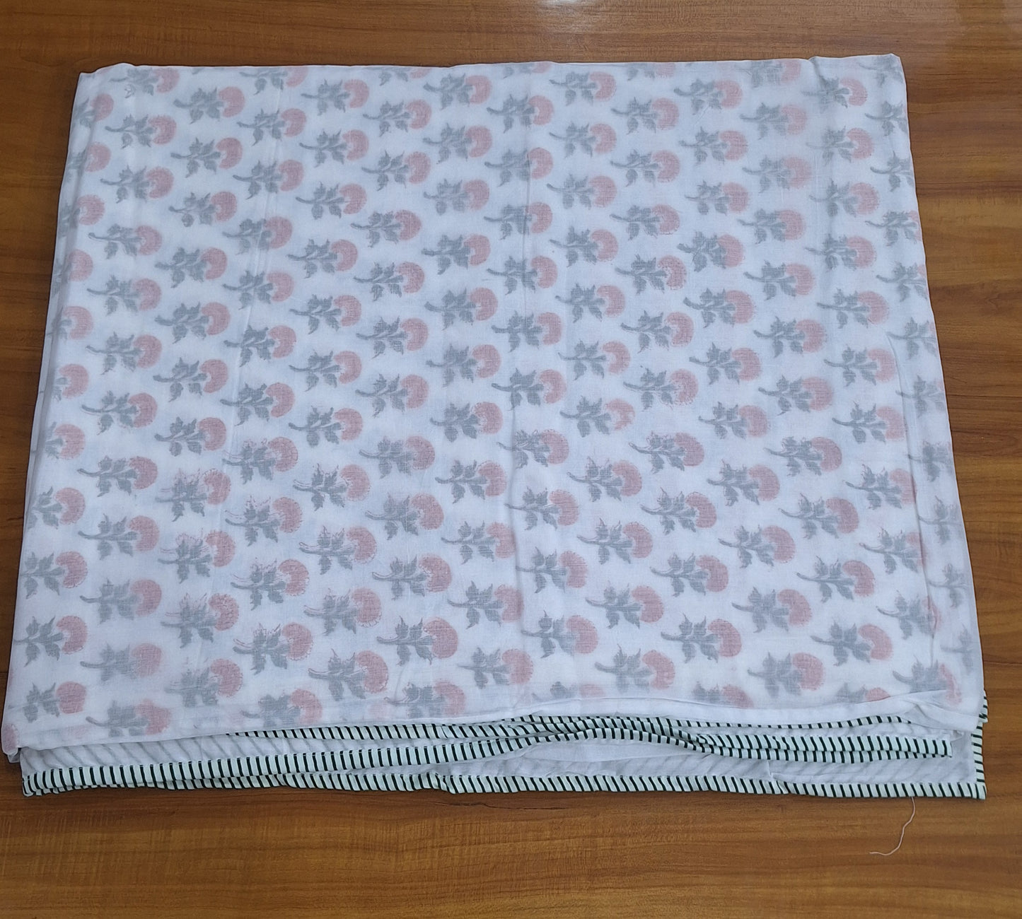 Blush Pink Floral Dohar  Handcrafted Cotton Mulmul Dohar