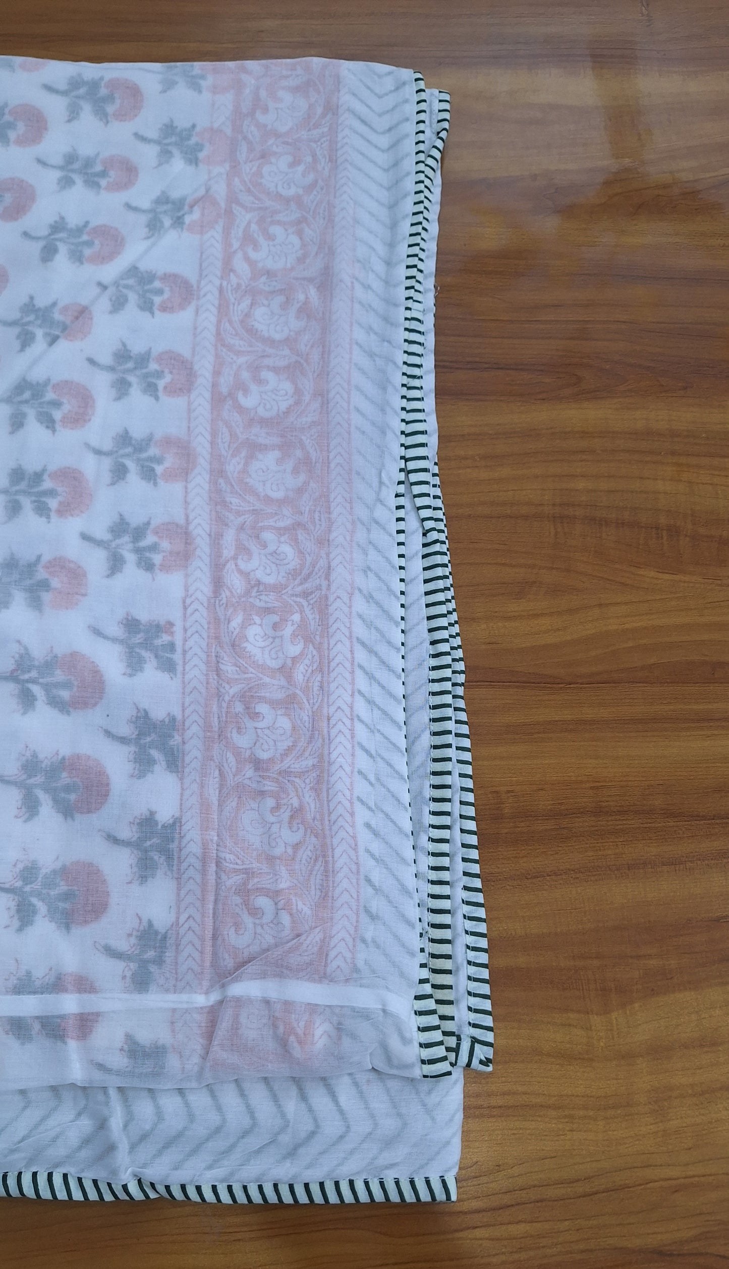 Blush Pink Floral Dohar  Handcrafted Cotton Mulmul Dohar
