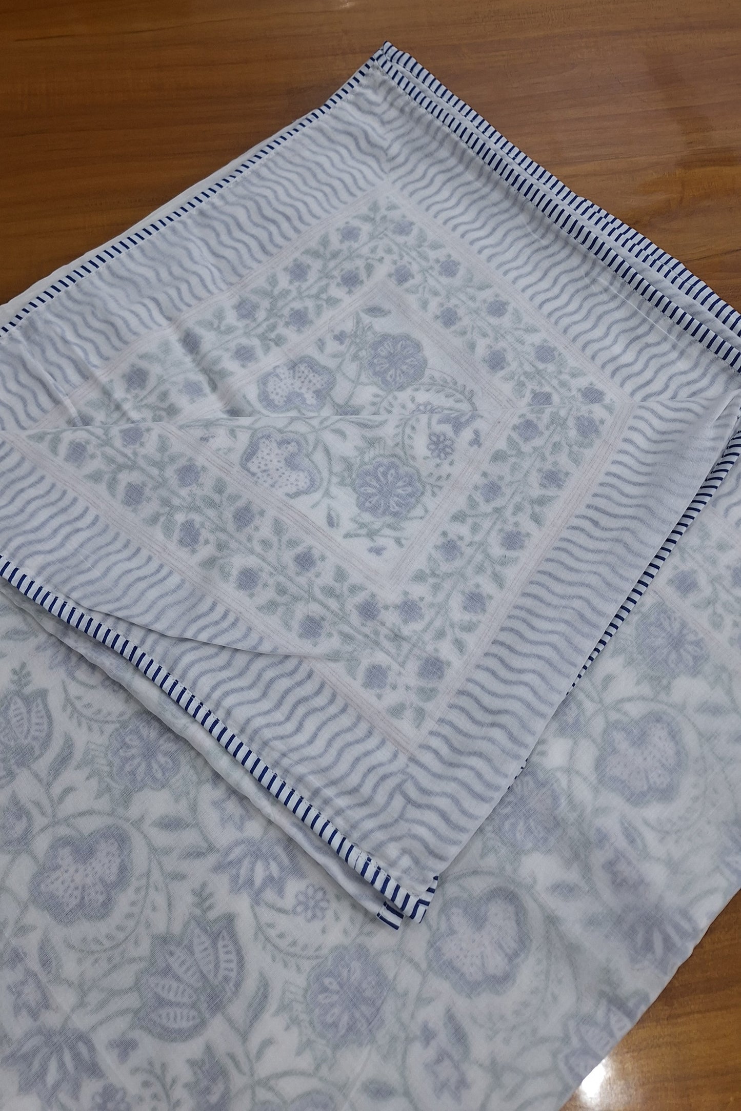 Blue Whisper Floral Hand Block Print Dohar