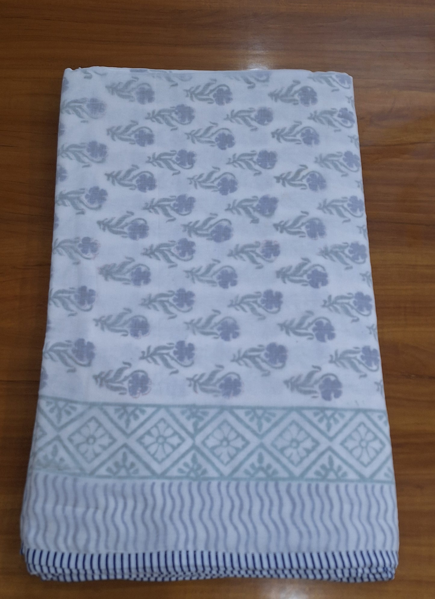 Soft Grey Blossom Booti Hand Block Print Dohar