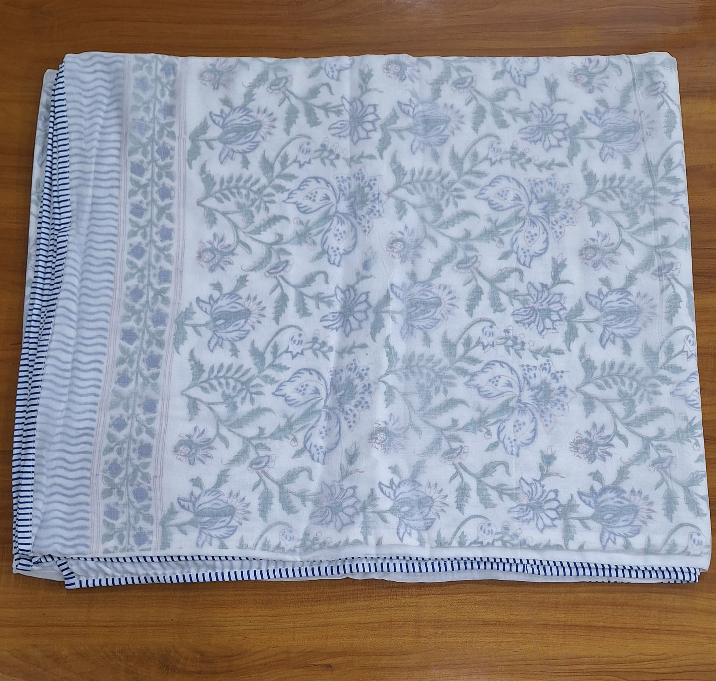 Grey Lotus Garden Baby Dohar  Hand Block Printed Cotton