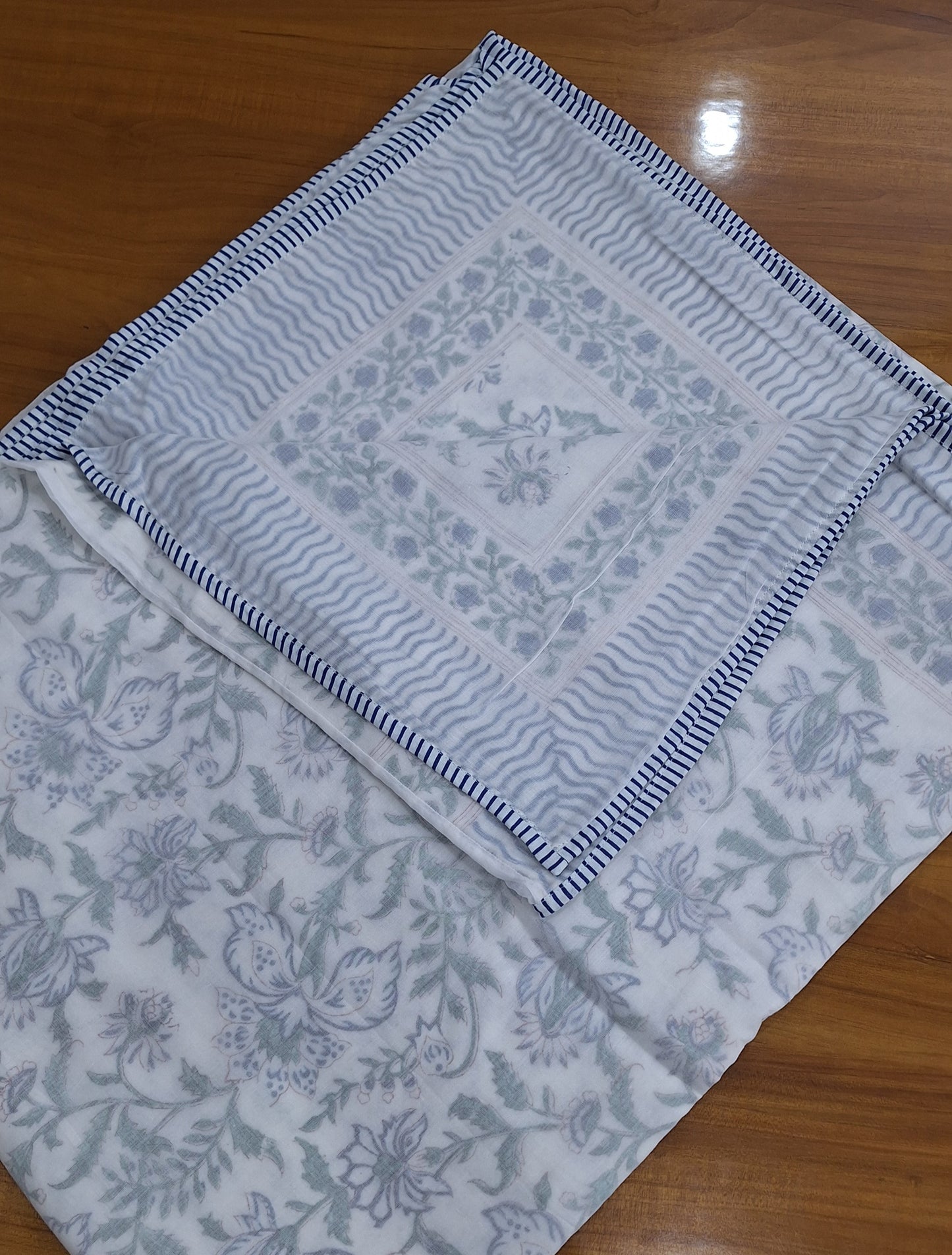 Grey Lotus Garden Baby Dohar  Hand Block Printed Cotton