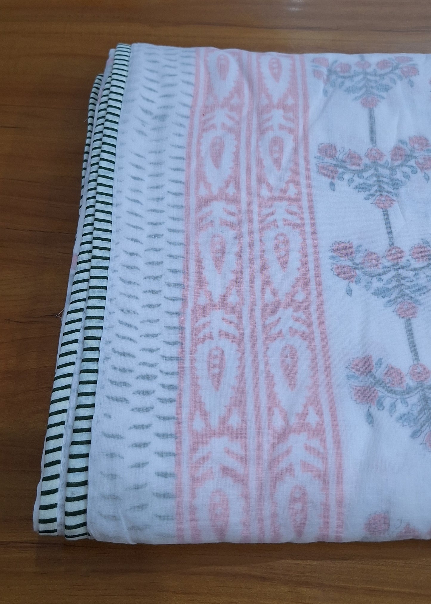 Pastel Pink Floral Hand Block  Dohar