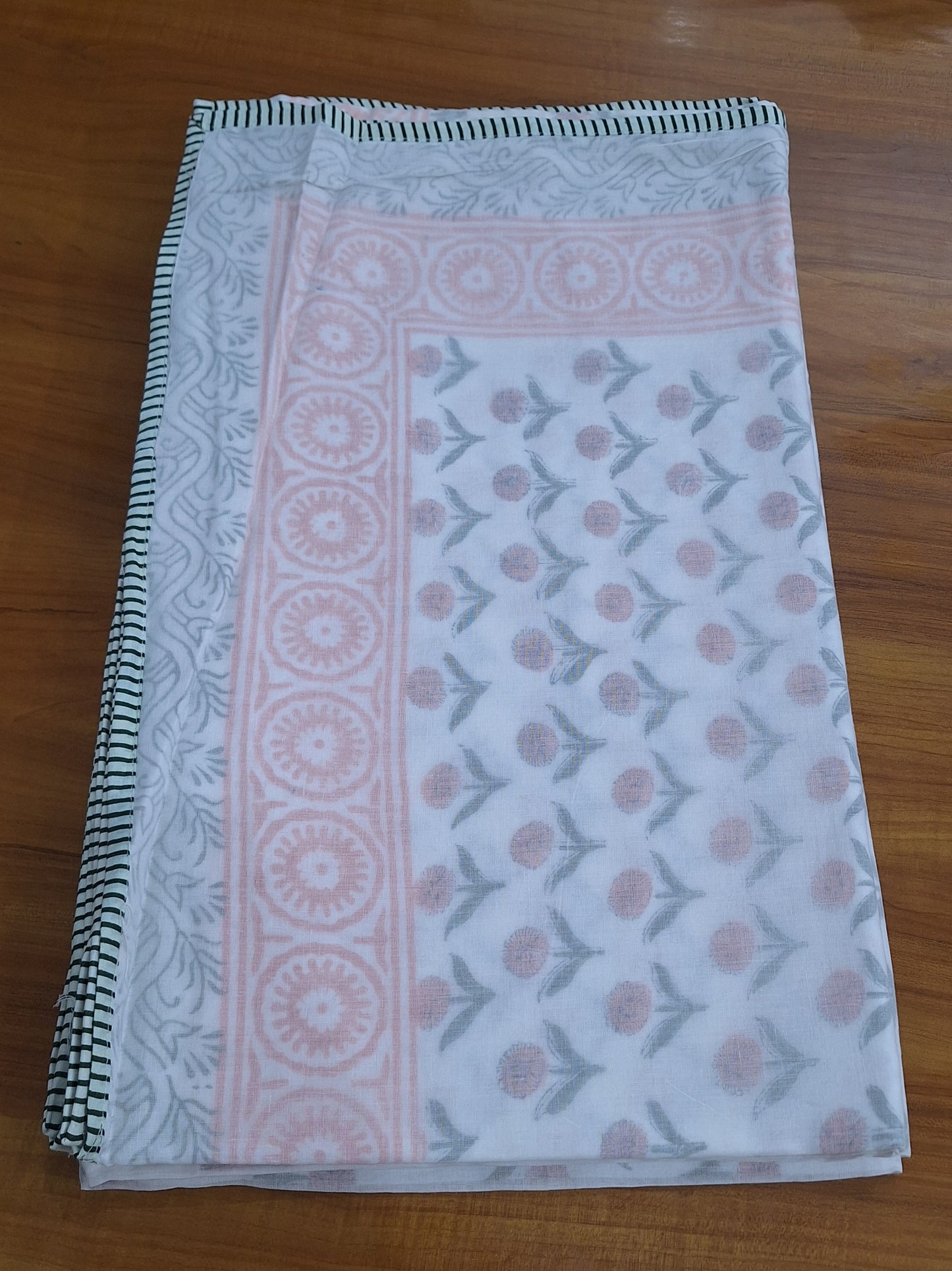 Pink Meadow Floral Booti Print Hand Block Printed Dohar