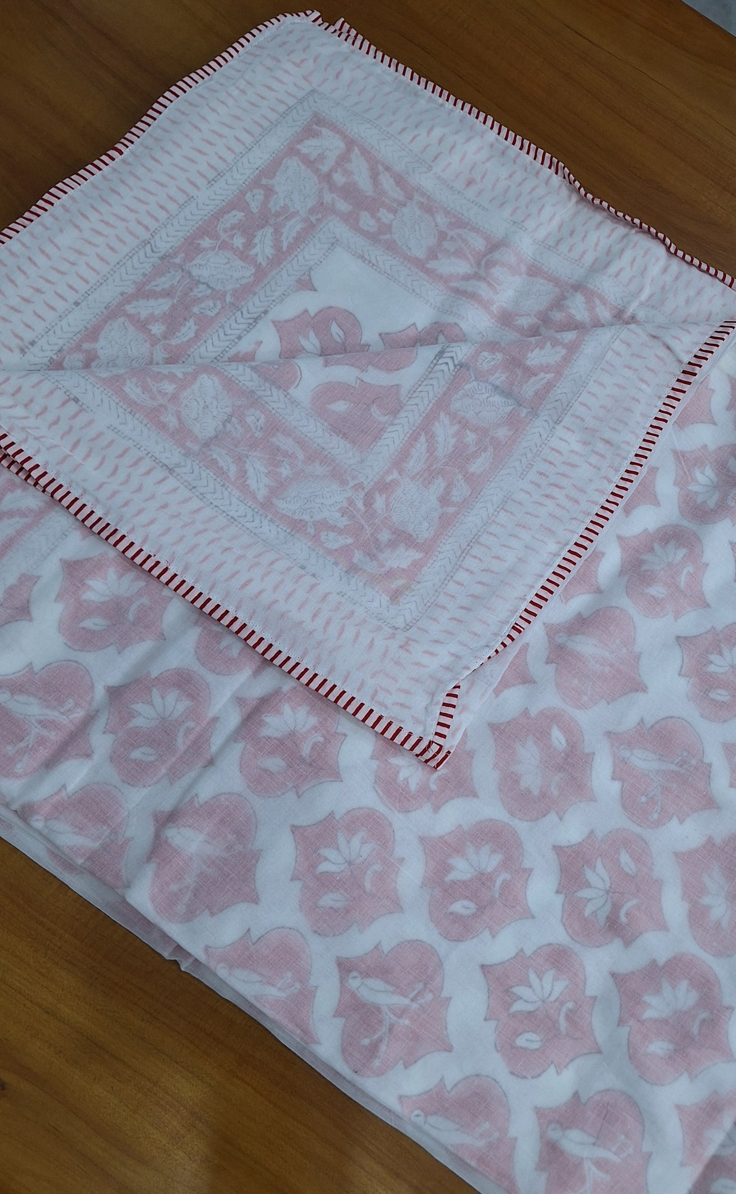 Blush Jaal Hand Block Printed  Dohar