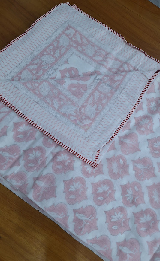 Blush Jaal Hand Block Printed  Dohar