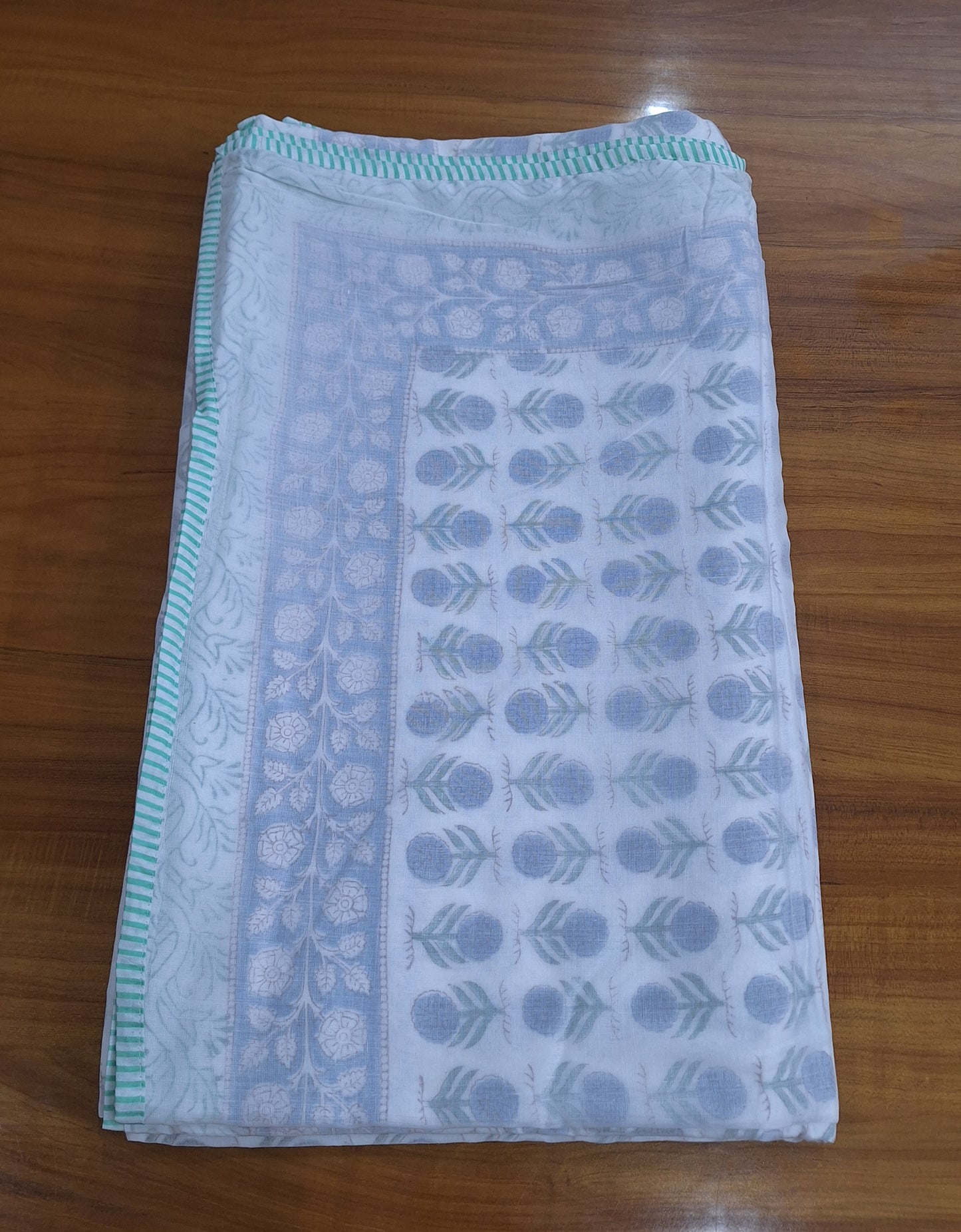 Beautiful Blue Signal Booti Hand Block Printed Cotton Dohar