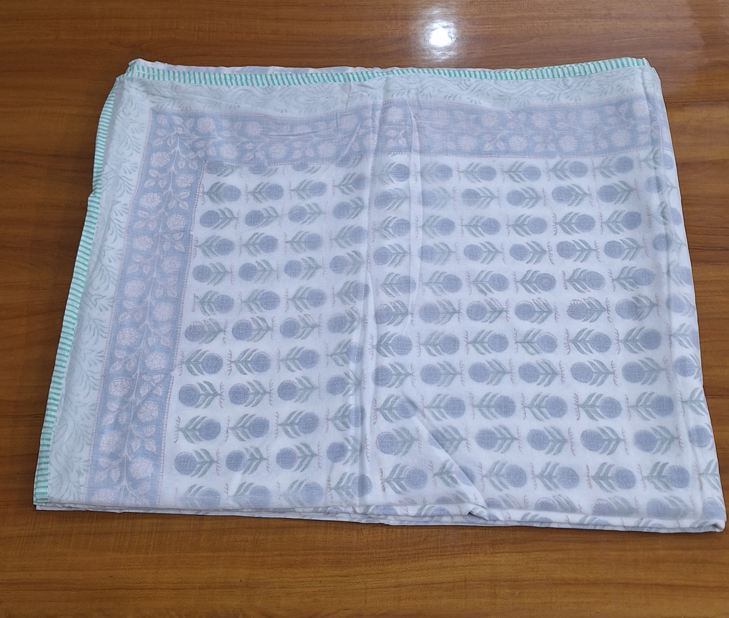 Beautiful Blue Signal Booti Hand Block Printed Cotton Dohar