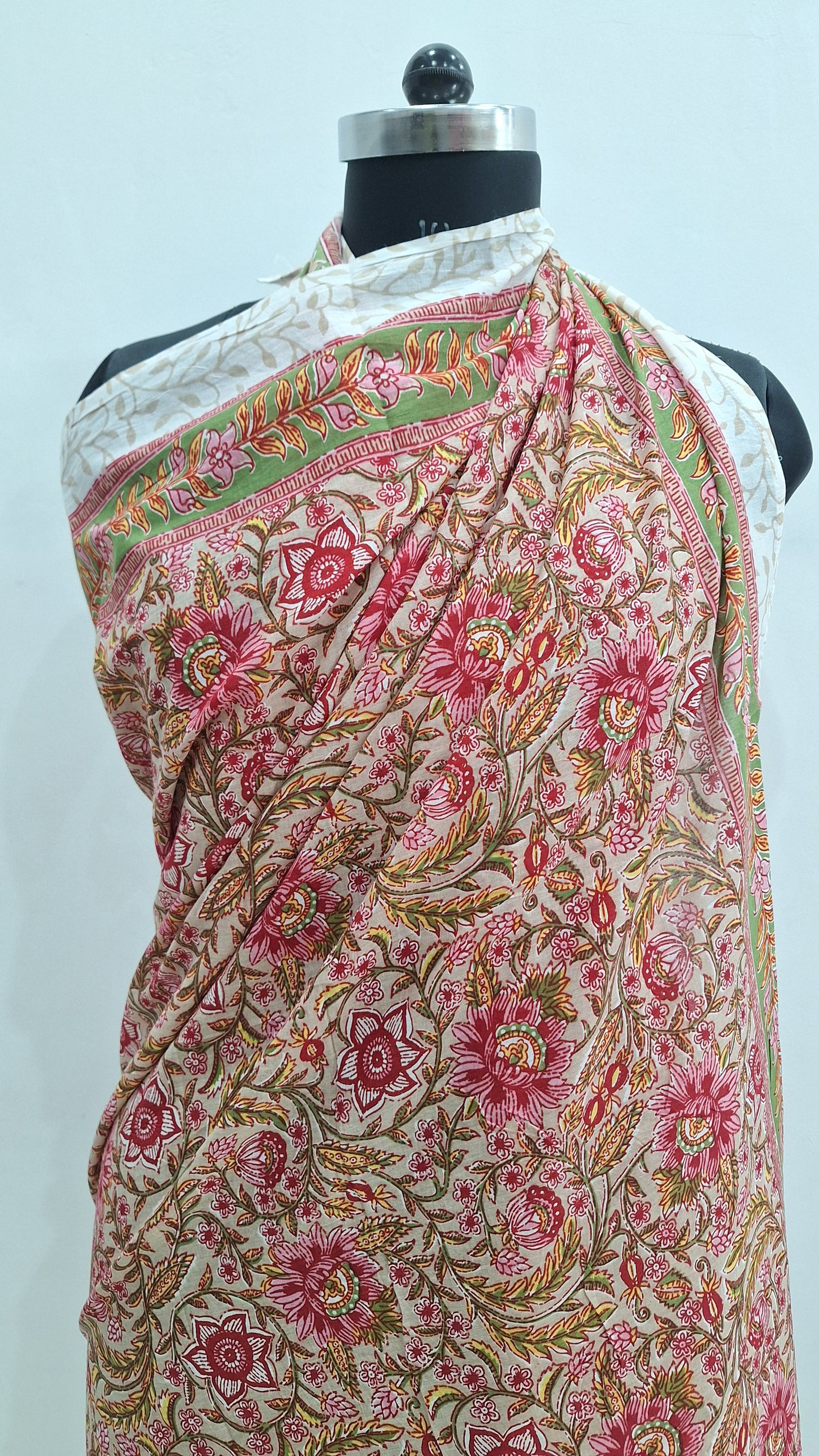 Vintage Pink Floral Cotton Cambric Beach Sarong