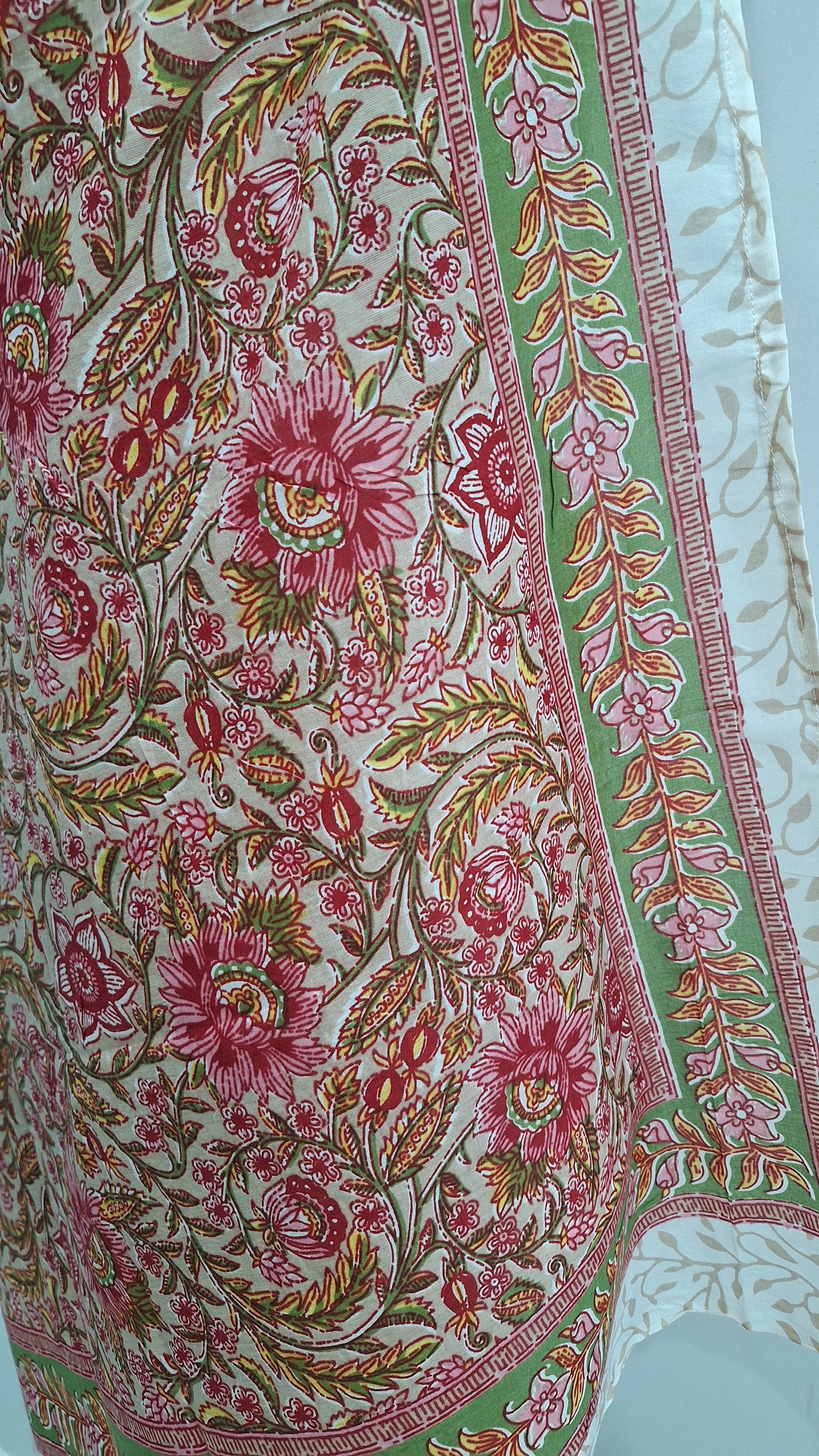 Vintage Pink Floral Cotton Cambric Beach Sarong