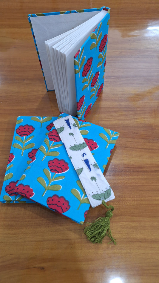 Skyblue Base Red Buti Printed Daily Routine Writting Diary