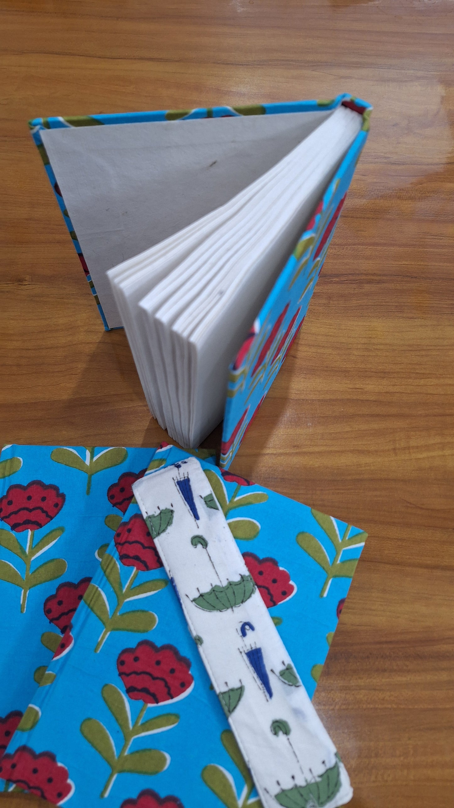 Skyblue Base Red Buti Printed Daily Routine Writting Diary