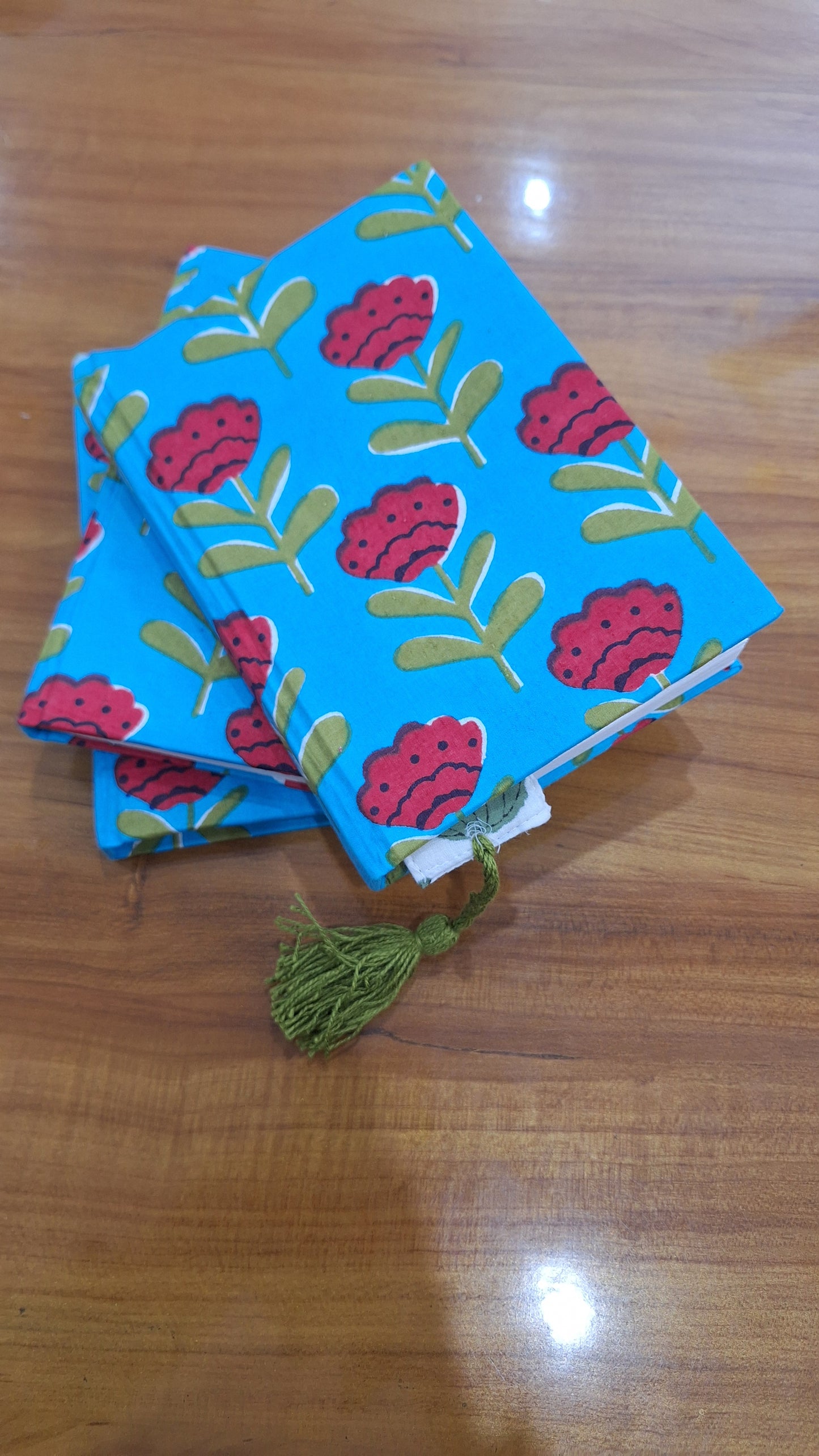 Skyblue Base Red Buti Printed Daily Routine Writting Diary
