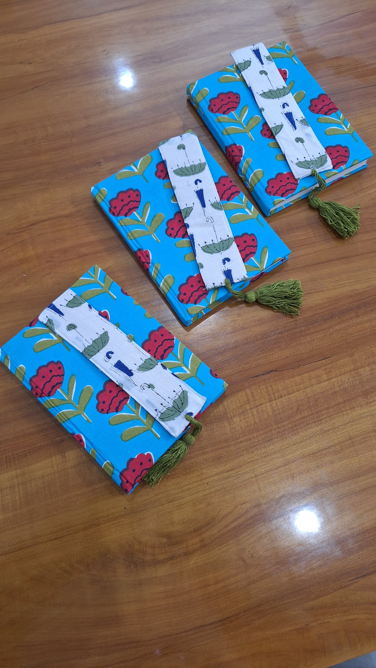 Skyblue Base Red Buti Printed Daily Routine Writting Diary