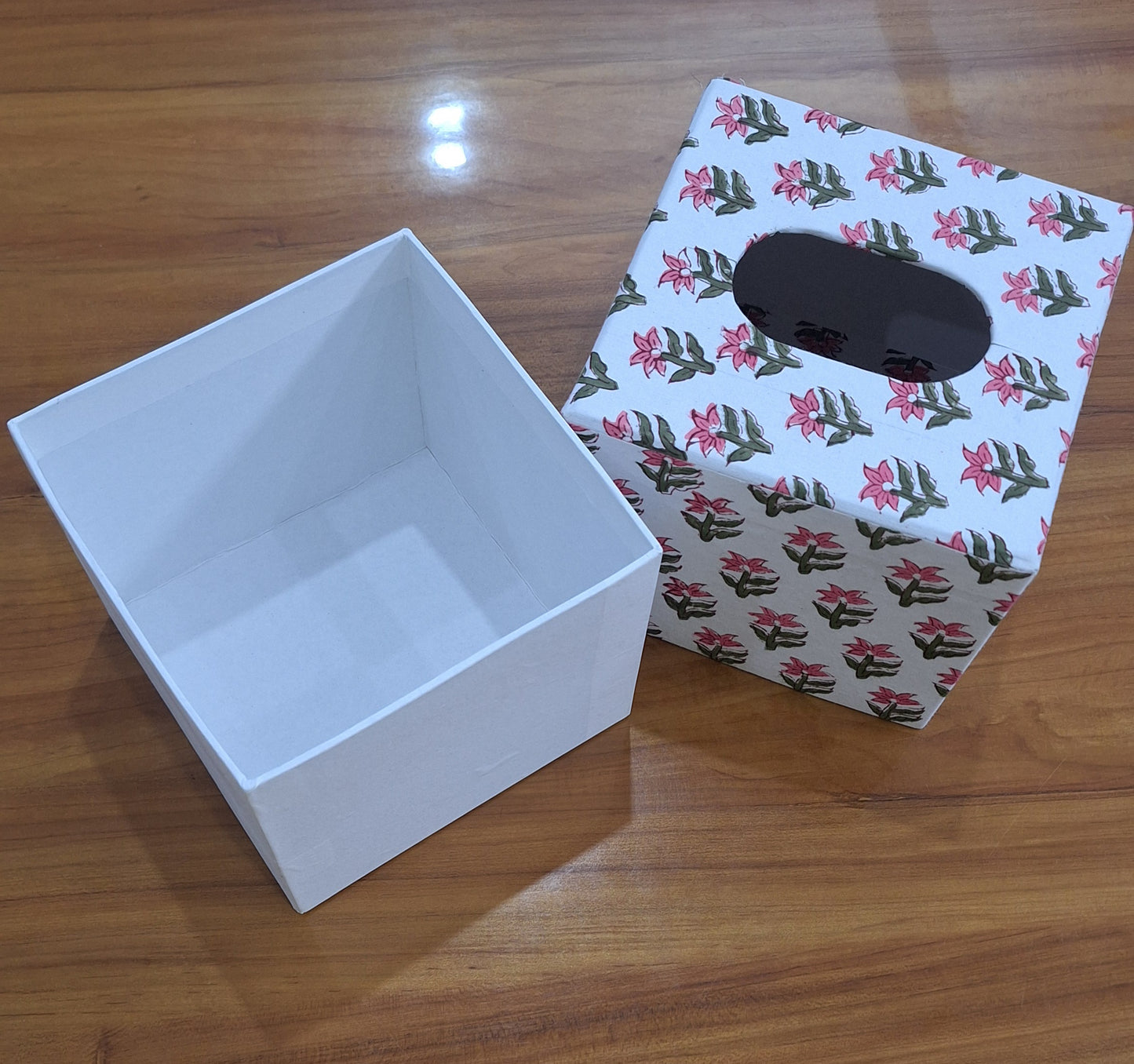 Traditional Pink Buti Print Tissue Box Cover