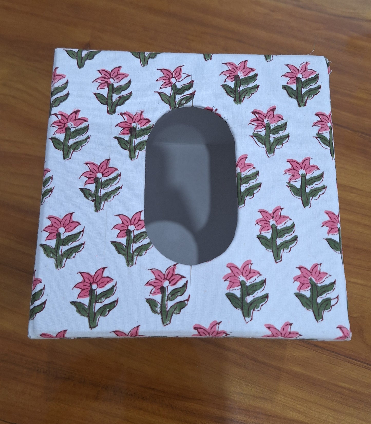 Traditional Pink Buti Print Tissue Box Cover
