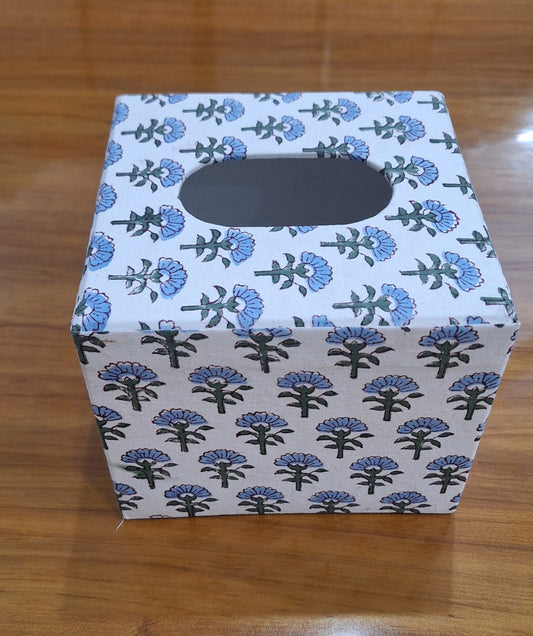 Beautiful Blue Floral Print Decorative Tissue Box