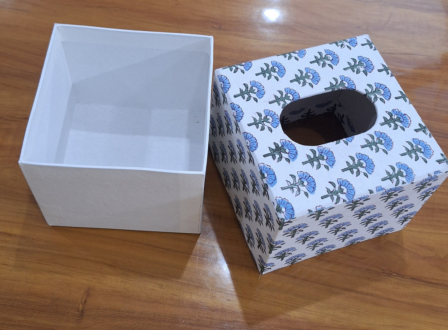 Beautiful Blue Floral Print Decorative Tissue Box