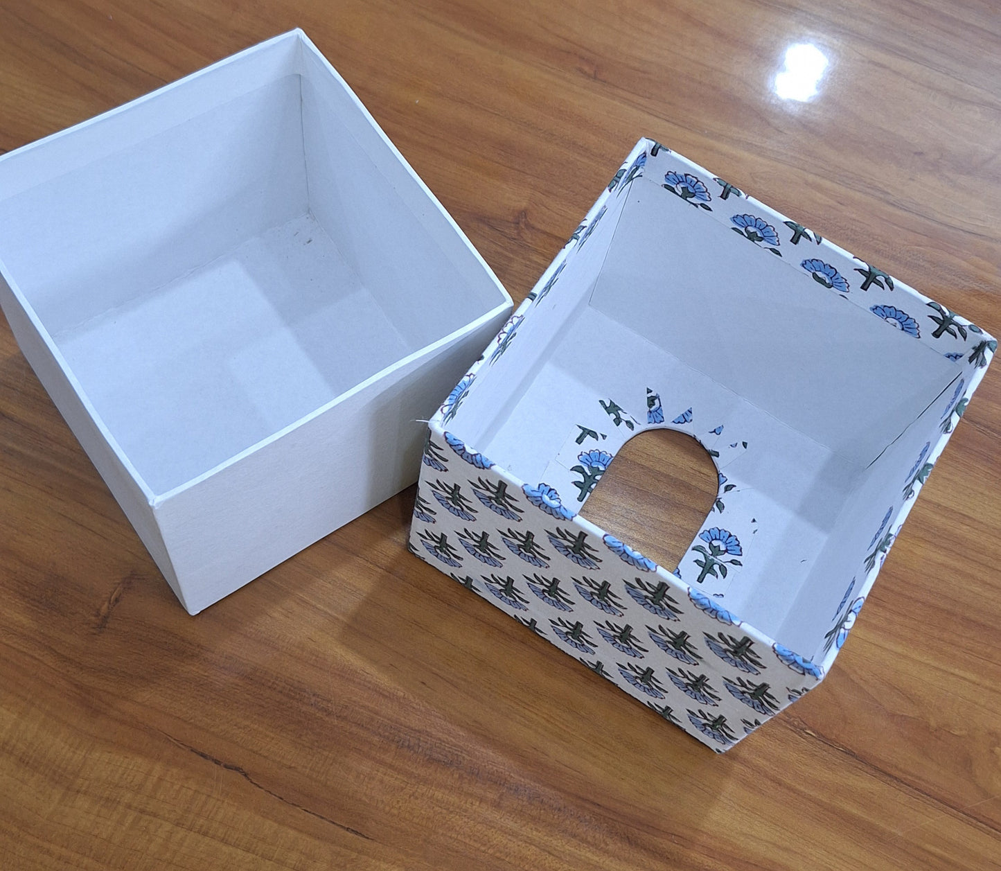 Beautiful Blue Floral Print Decorative Tissue Box