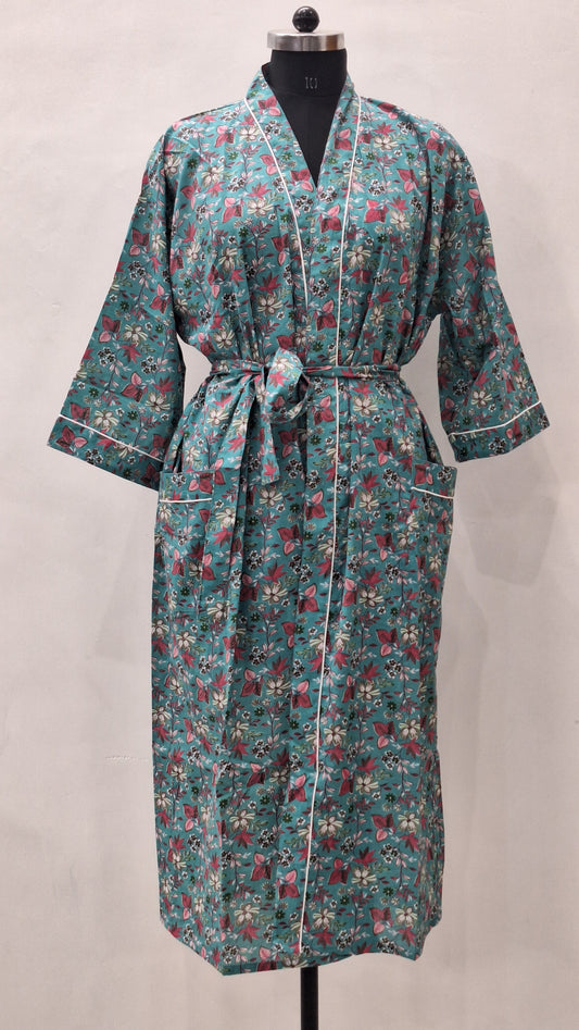 Beautifull Floral printed Cotton bathrobe