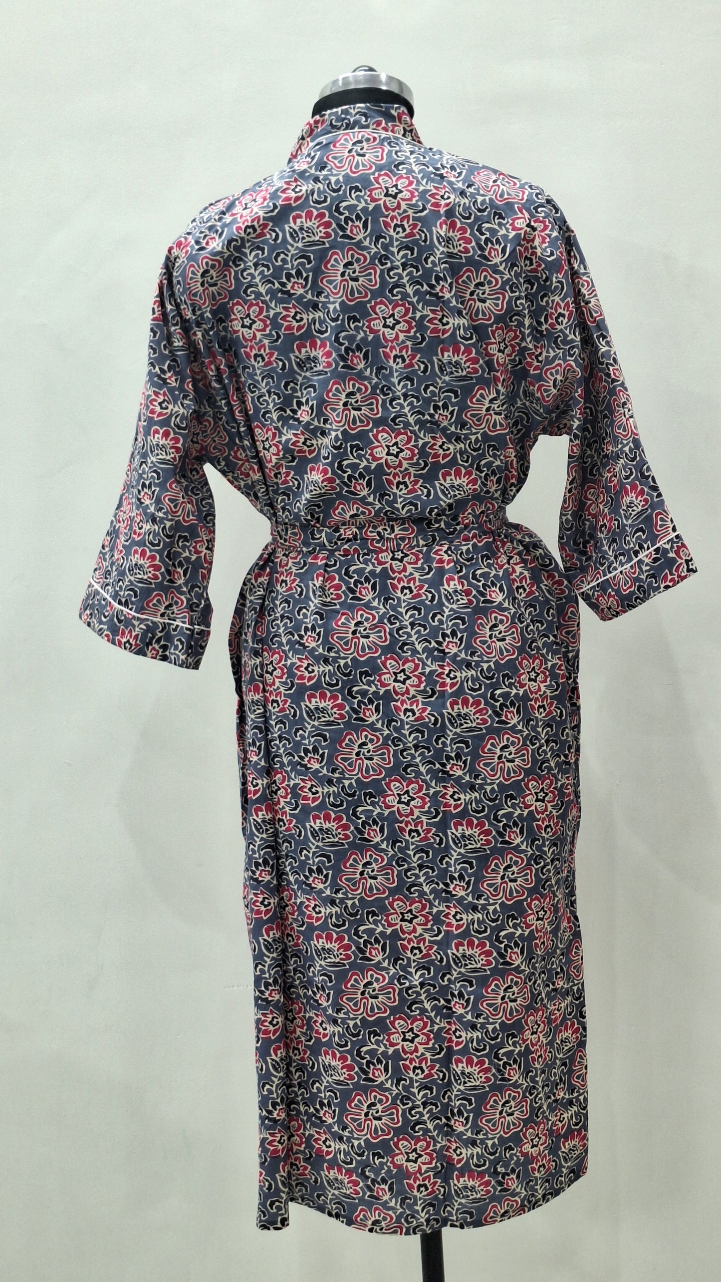 Beautiful hand block printed cotton bathrobe