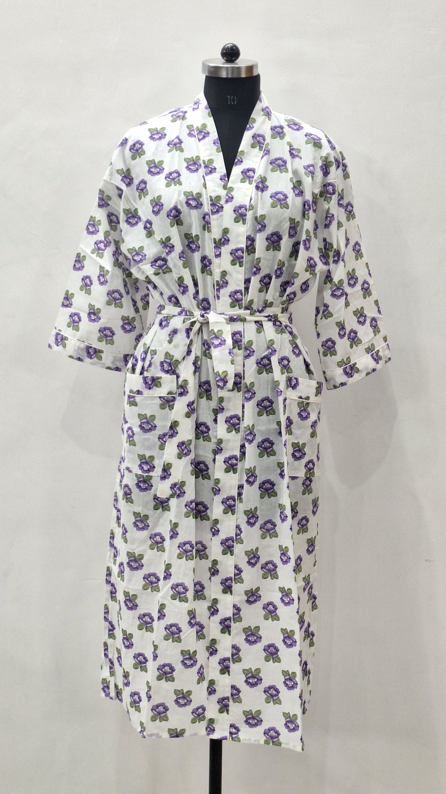 Beautiful buti printed cotton bathrobe