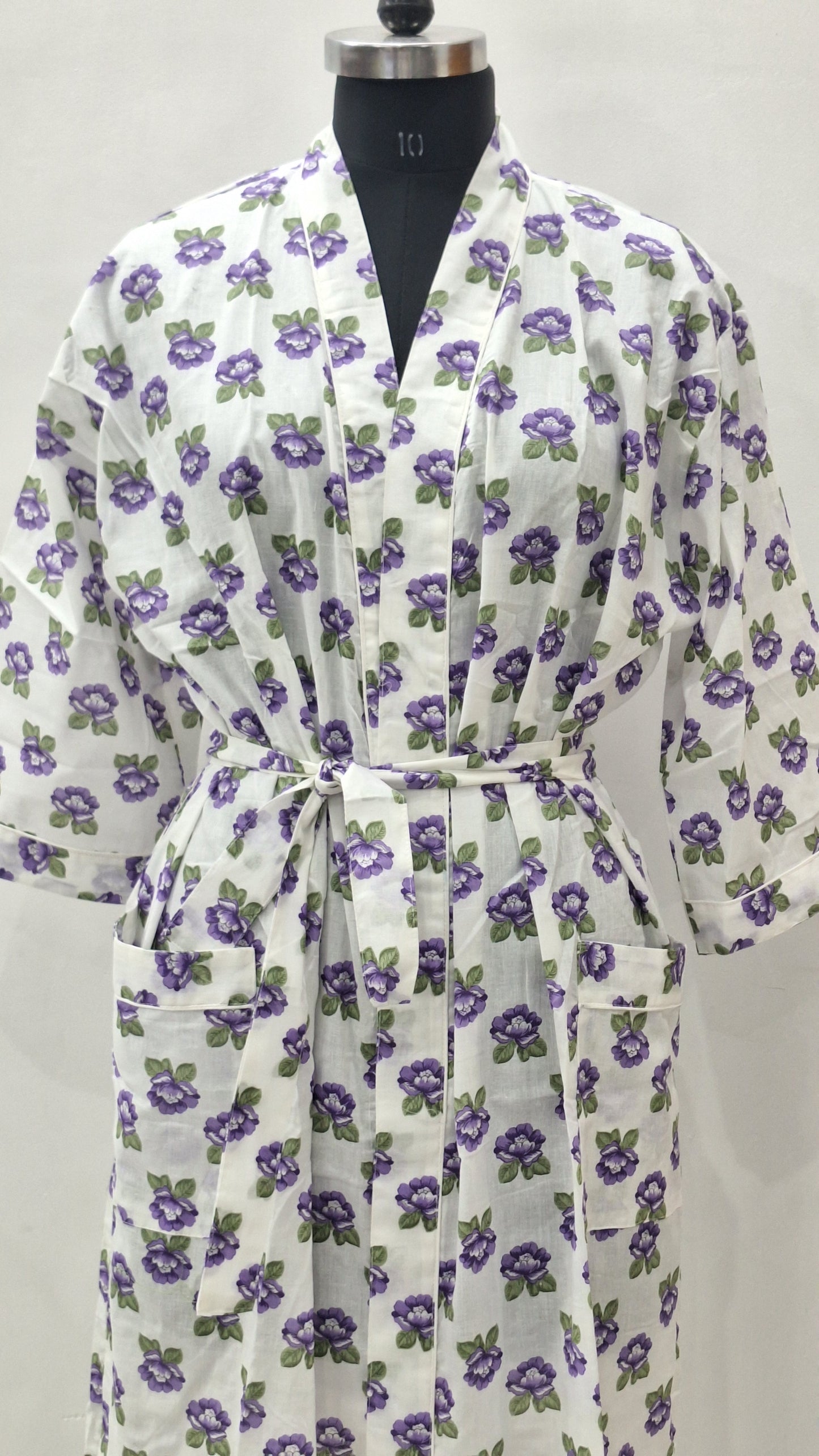 Beautiful buti printed cotton bathrobe