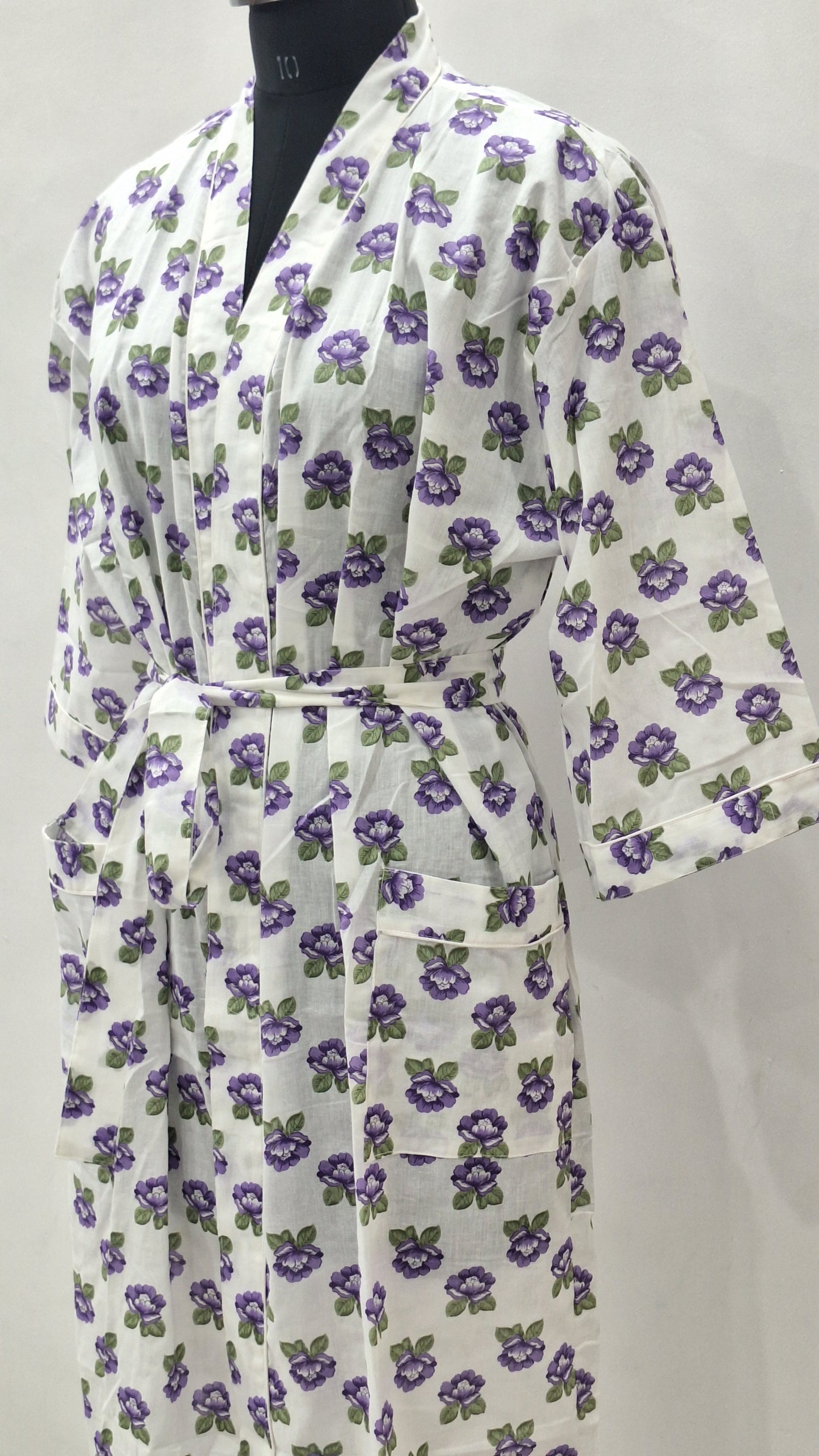 Beautiful buti printed cotton bathrobe
